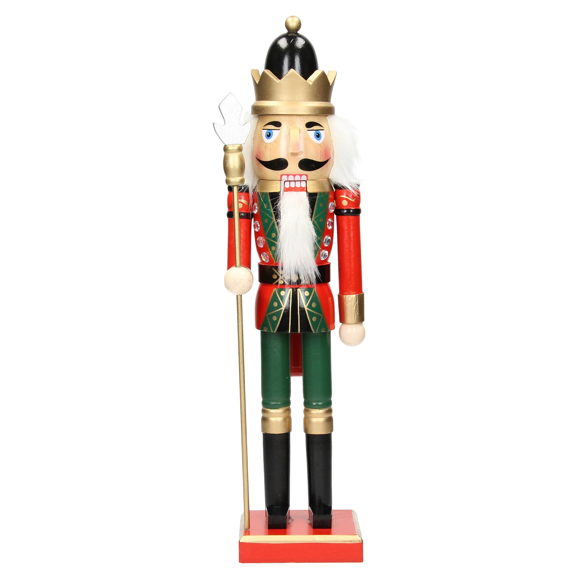 Nussknacker Soldat mit schwarzer Krone und Zepter 38 cm aus Holz - Image 2
