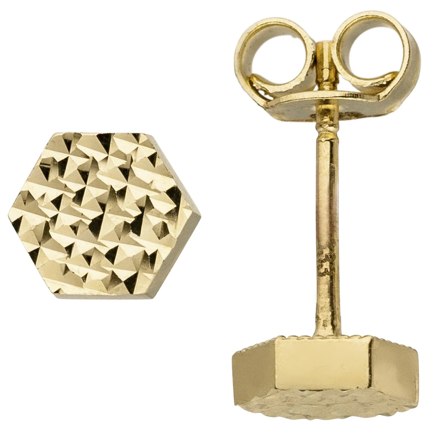 Ohrstecker sechseckig 333 Gold Gelbgold Ohrringe Goldohrringe - Image 2