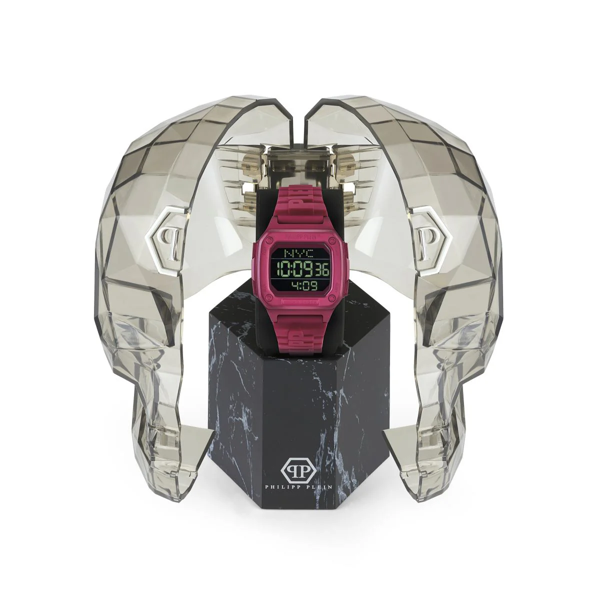 Philipp Plein Damen Uhr Digital Quarz HYPER SHOCK Pink PWHAA0121 Silikon - Image 4