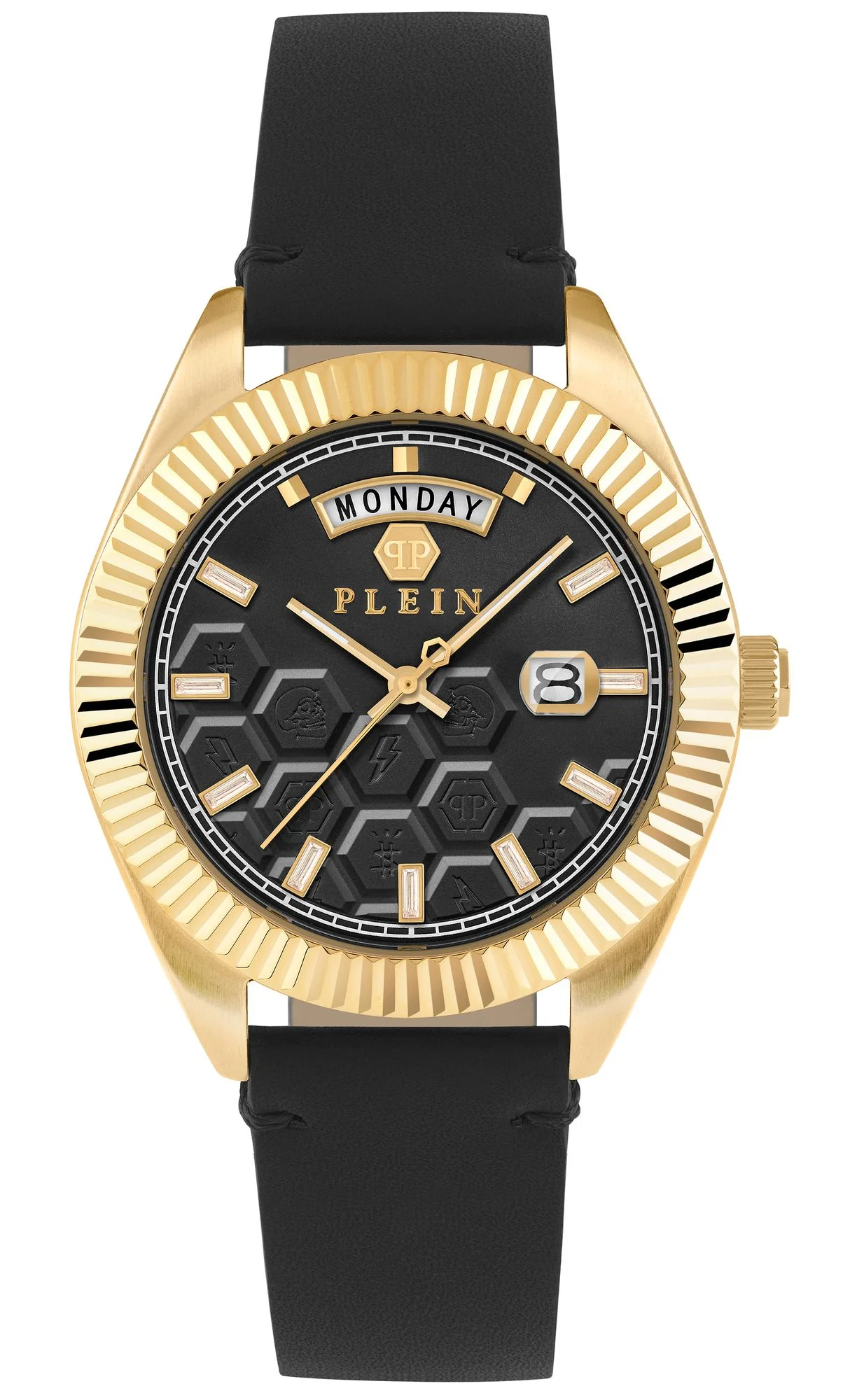 Philipp Plein Herren Uhr Analog Quarz DATE SUPERLATIVE GENT PWPVA0224 Leder