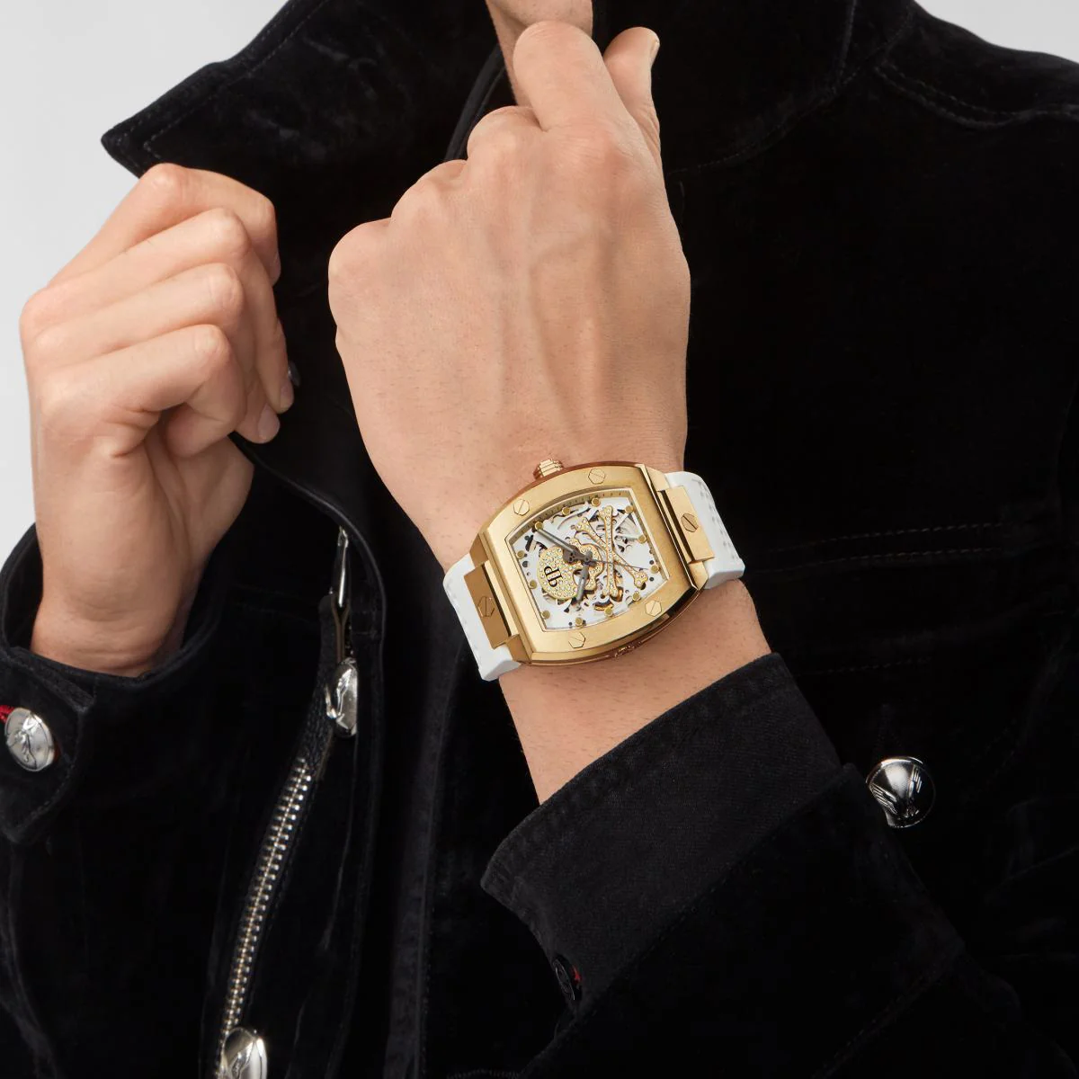 Philipp Plein Herren Uhr Automatik $KELETON gold Kristalle PWBAA0421 Silikon - Image 5