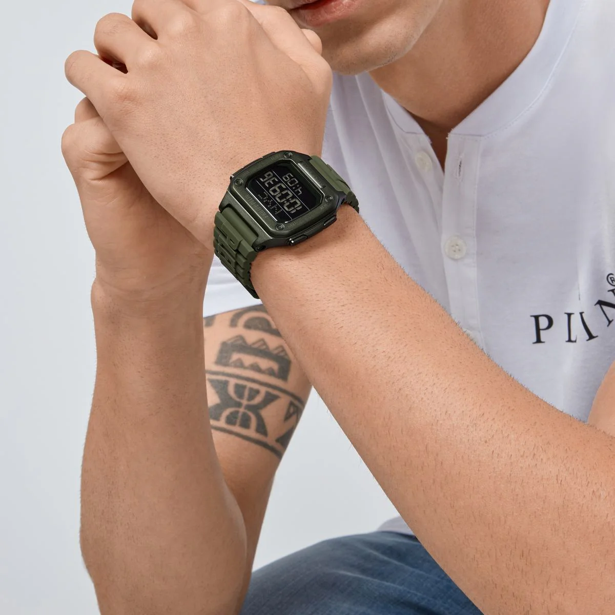 Philipp Plein Herren Uhr Digital Quarz HYPER SHOCK grün PWHAA0421 Silikon - Image 5