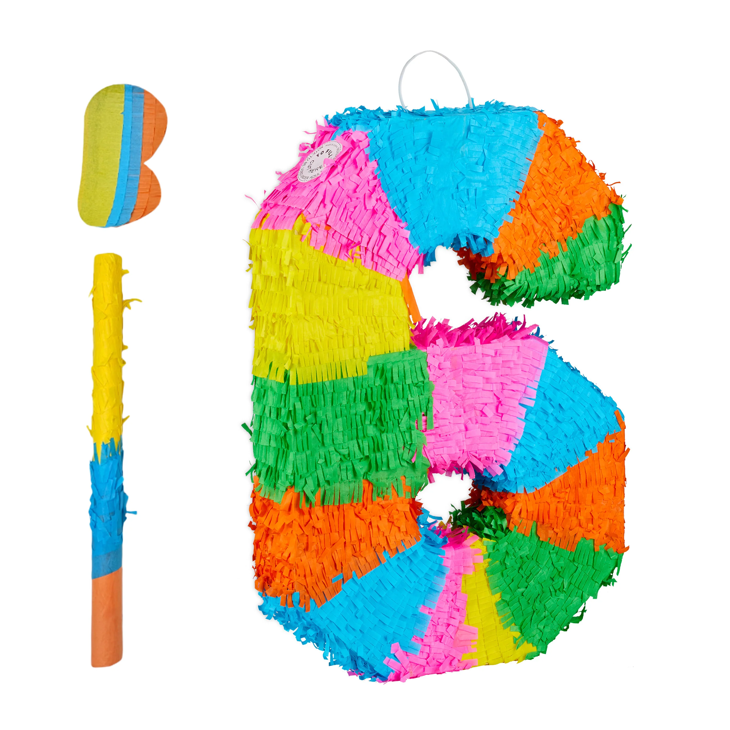 Pinata Zahl mit Stab und Maske