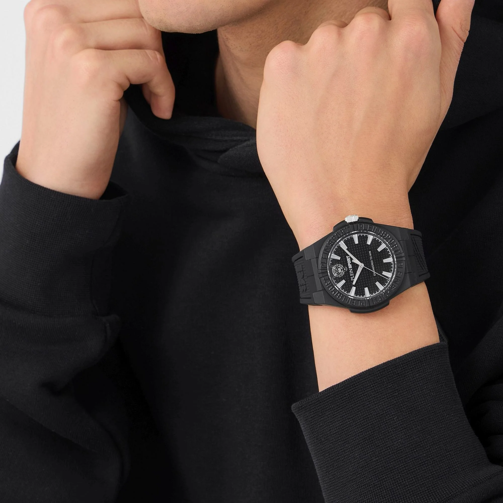 Plein Sport Unisex Uhr Analog Quarz LASERSTRIKE Schwarz PSFGA0225 Silikon - Image 4
