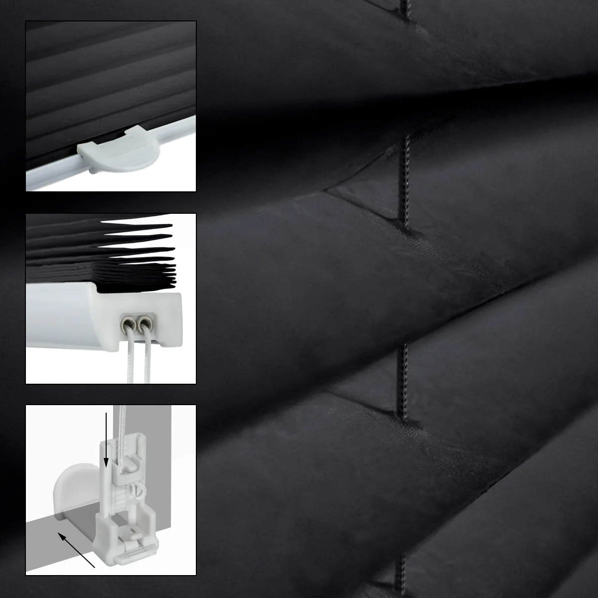 Plissee Schwarz 65x200 cm inkl. Befestigungsmaterial - Image 3