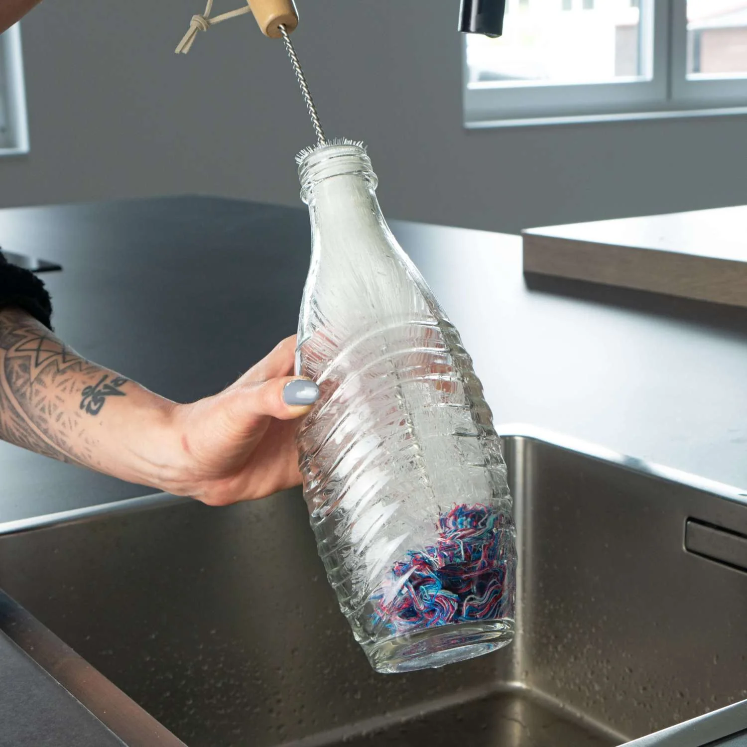 Reinigungsbürste für Flaschen kompatibel mit Soda Stream-Flaschen in Weiß - 38 x 9 cm - Image 4