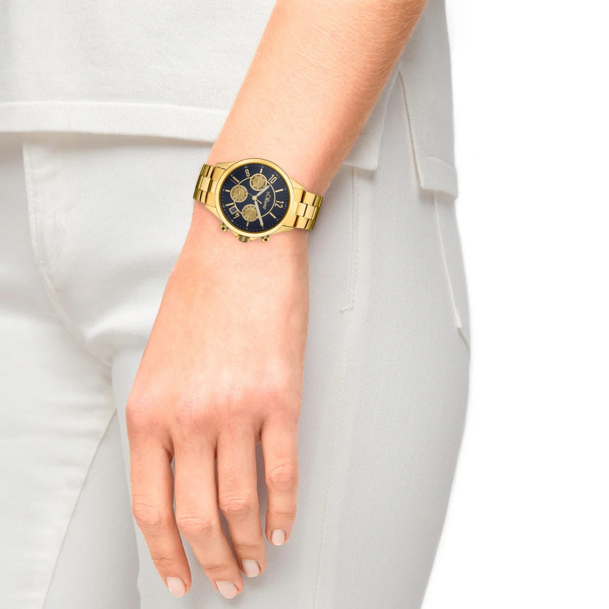 s.Oliver Damen Uhr Armbanduhr Chronograph Edelstahl IP Gold 2033555 - Image 3
