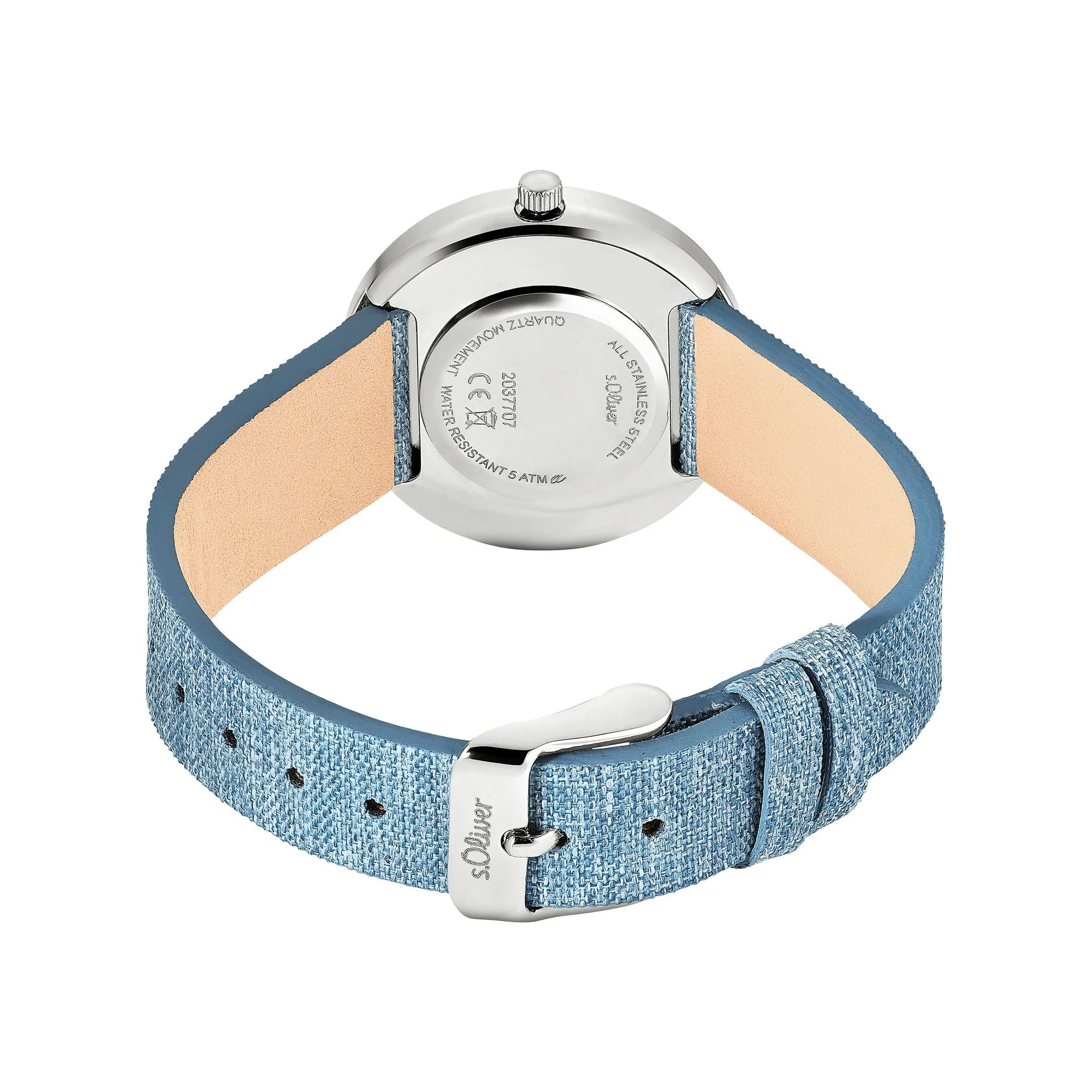 s.Oliver Damen Uhr Armbanduhr Edelstahl silber Textil 2037707 - Image 2