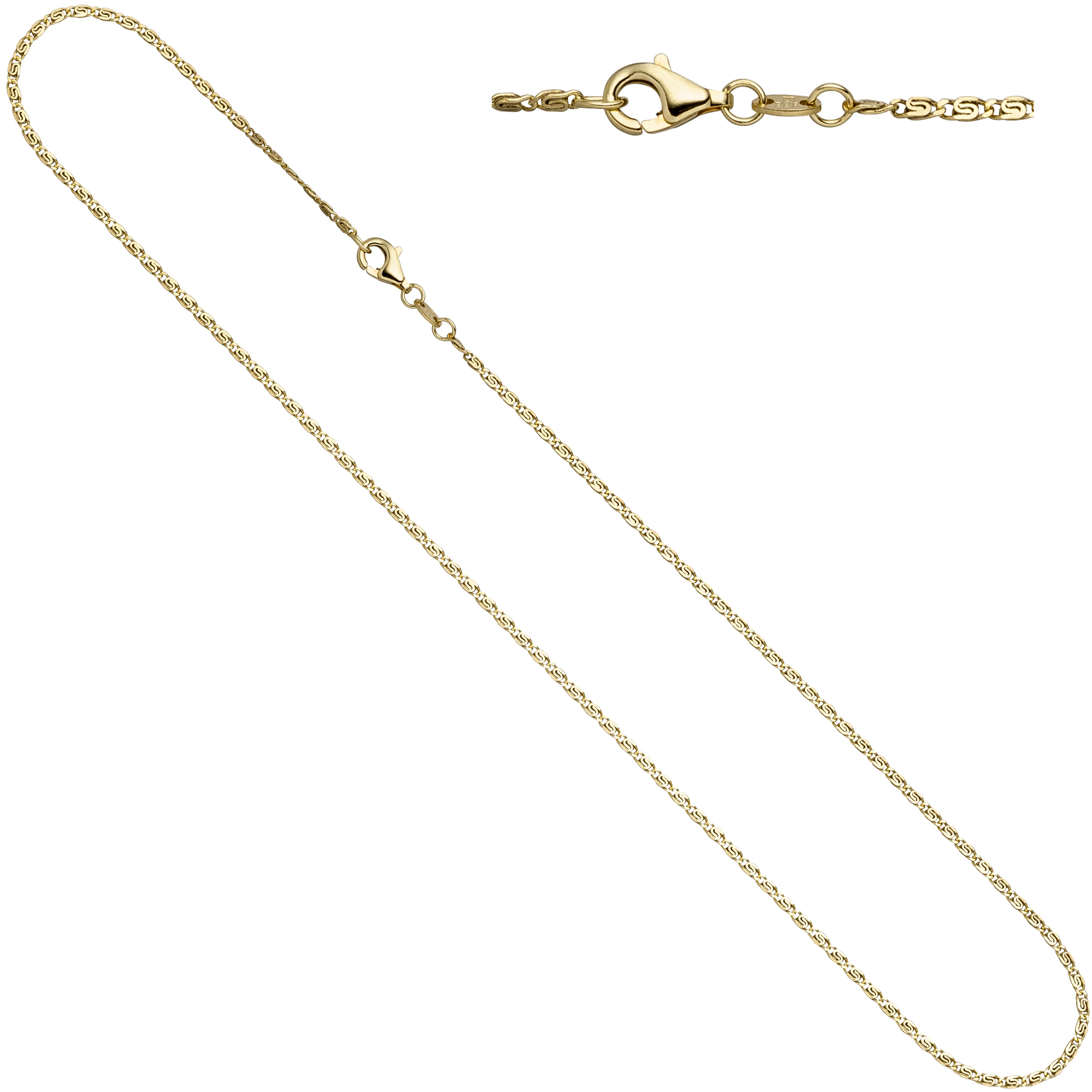 S-Panzerkette 333 Gelbgold diamantiert 1,6 mm 42 cm Gold Halskette Goldkette