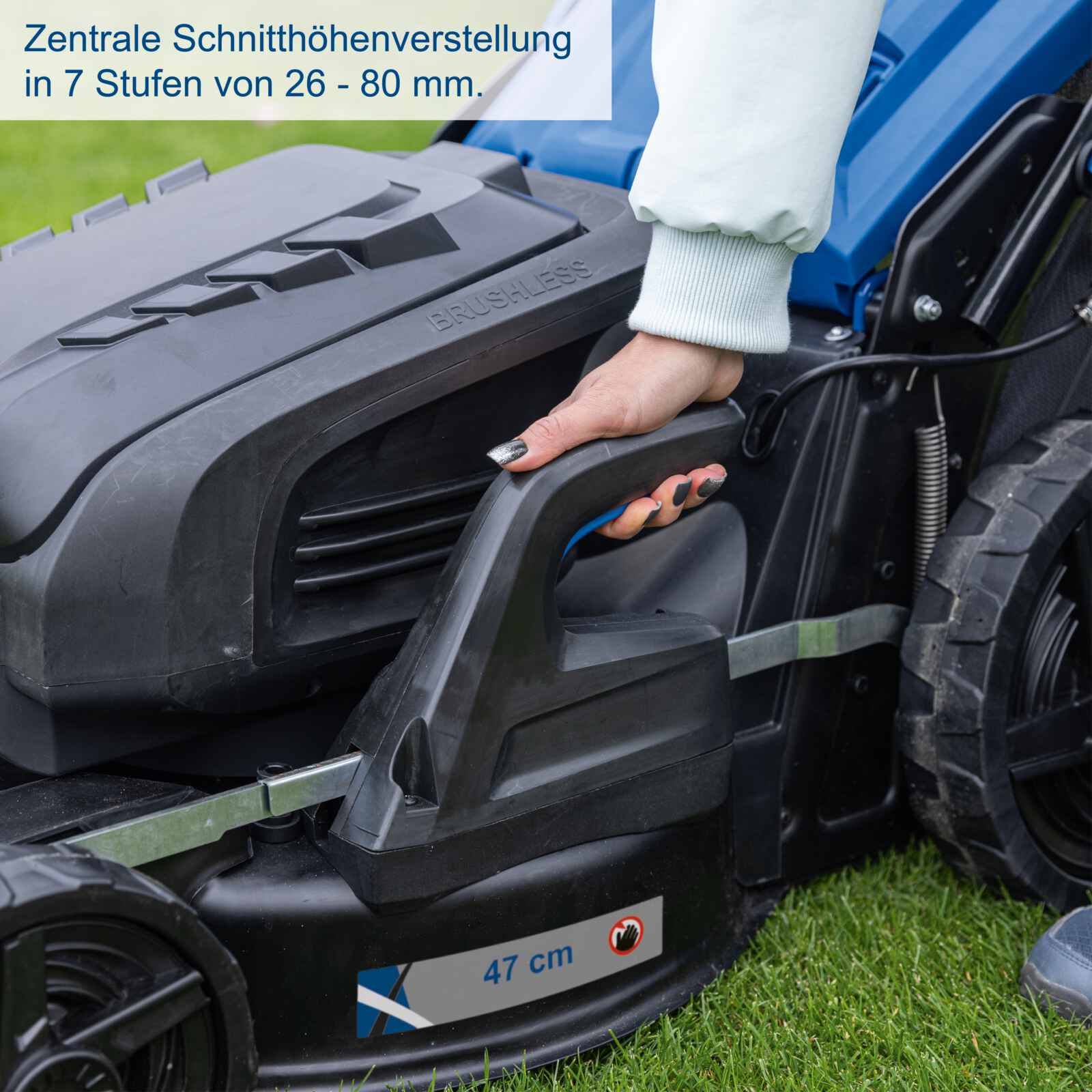 Scheppach Akku-Rasenmäher BC-MP470-X | 47cm Schnittbreite | 75L Fangbox | 20V IXES - Image 9