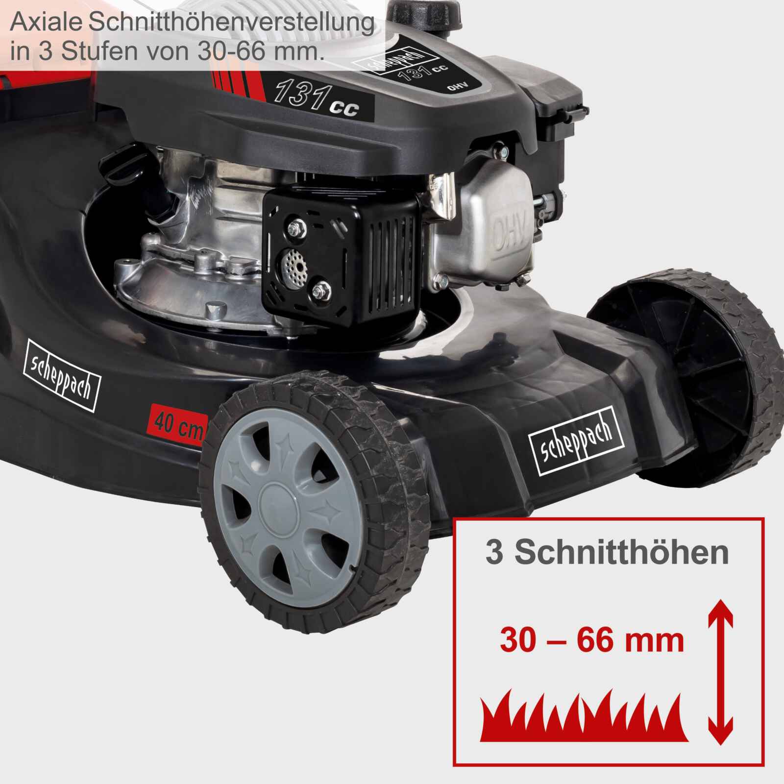 [B-WARE] Scheppach MP132-40 Benzin-Rasenmäher - 3,3 PS | 40cm Schnittbreite | verstellbar | 35L Korb - Image 6