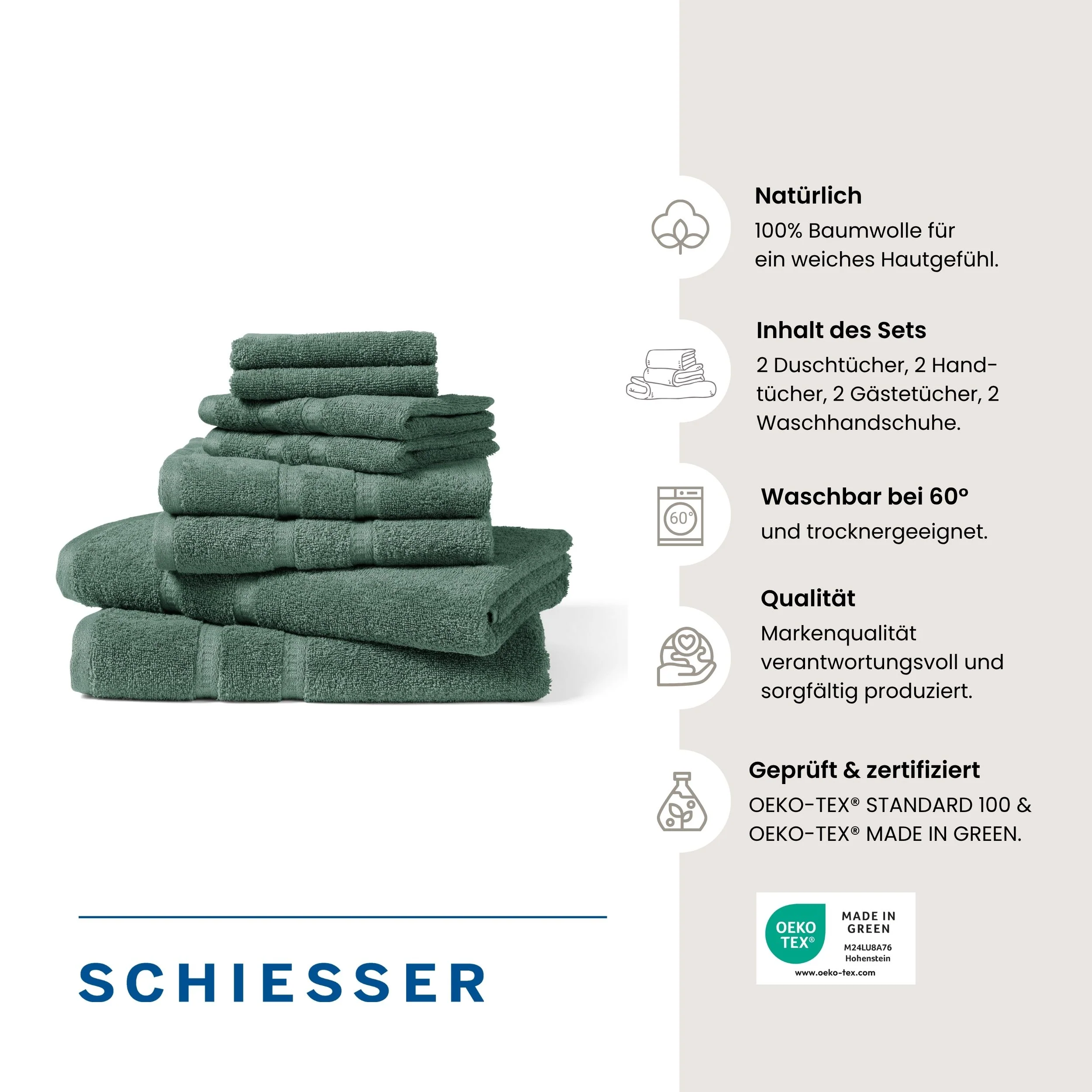 Schiesser Frottierset Las Palmas - 8-teilig - Anthrazit - Image 16