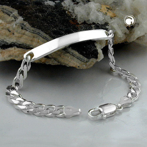 Schildband 6,3mm Armband Panzerkette Gravurplatte 49x6x2mm Silber 925 21cm - Image 2