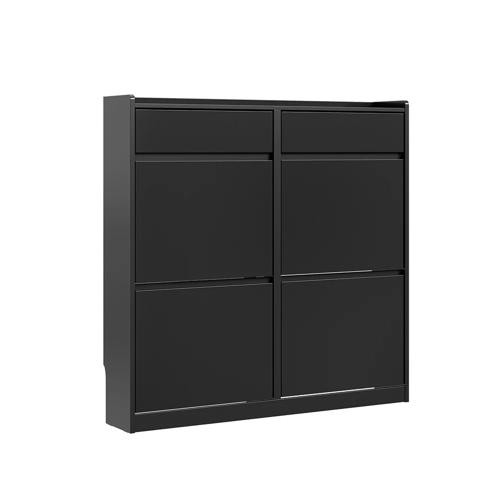 Schuhschrank Aufbewahrung Schwarz 98x19x95cm Modern FSR169-SCH