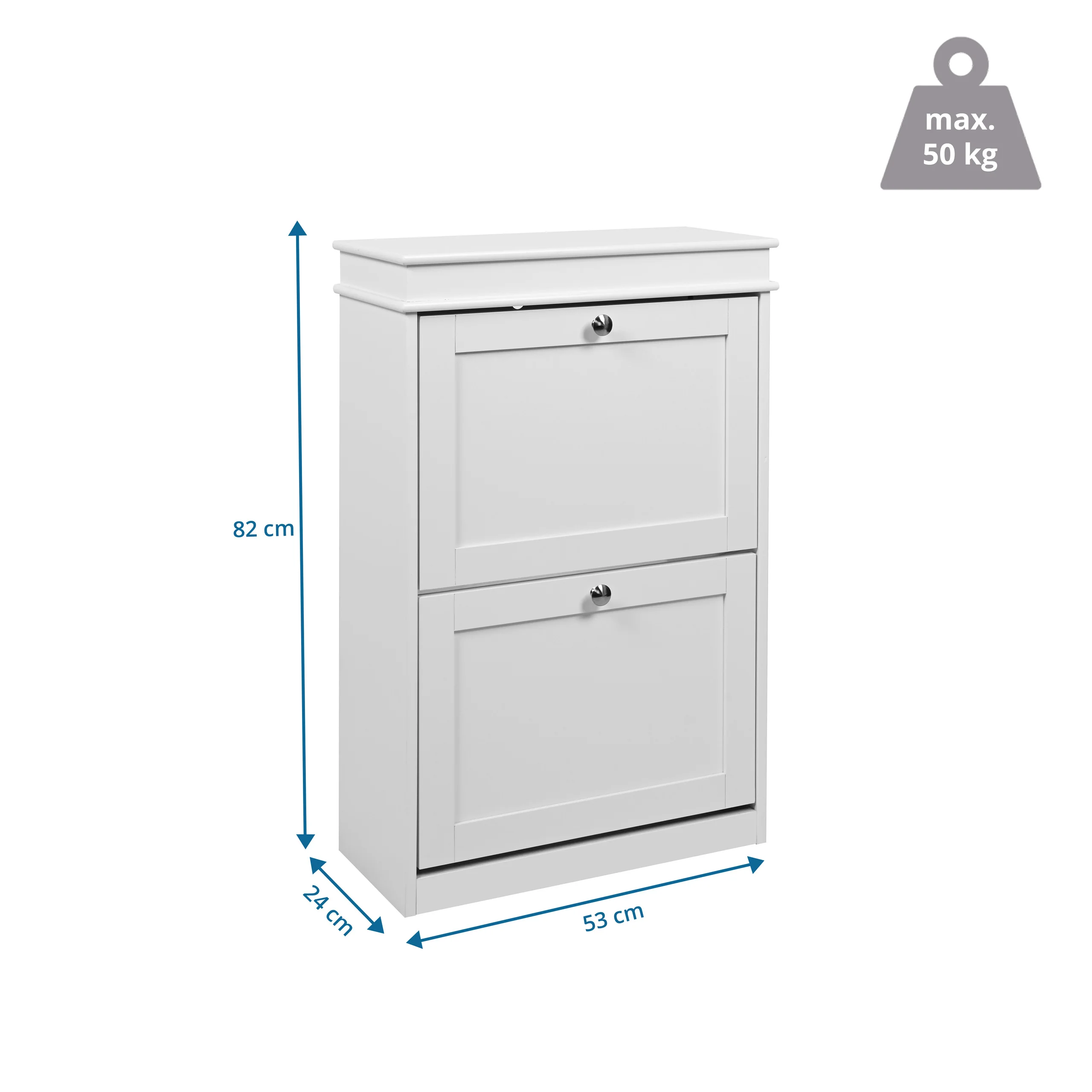 Schuhschrank / Schuhregal ESTHA 20 53x24x82 cm 2 Schuhklappen weiß hjh LIVING - Image 6