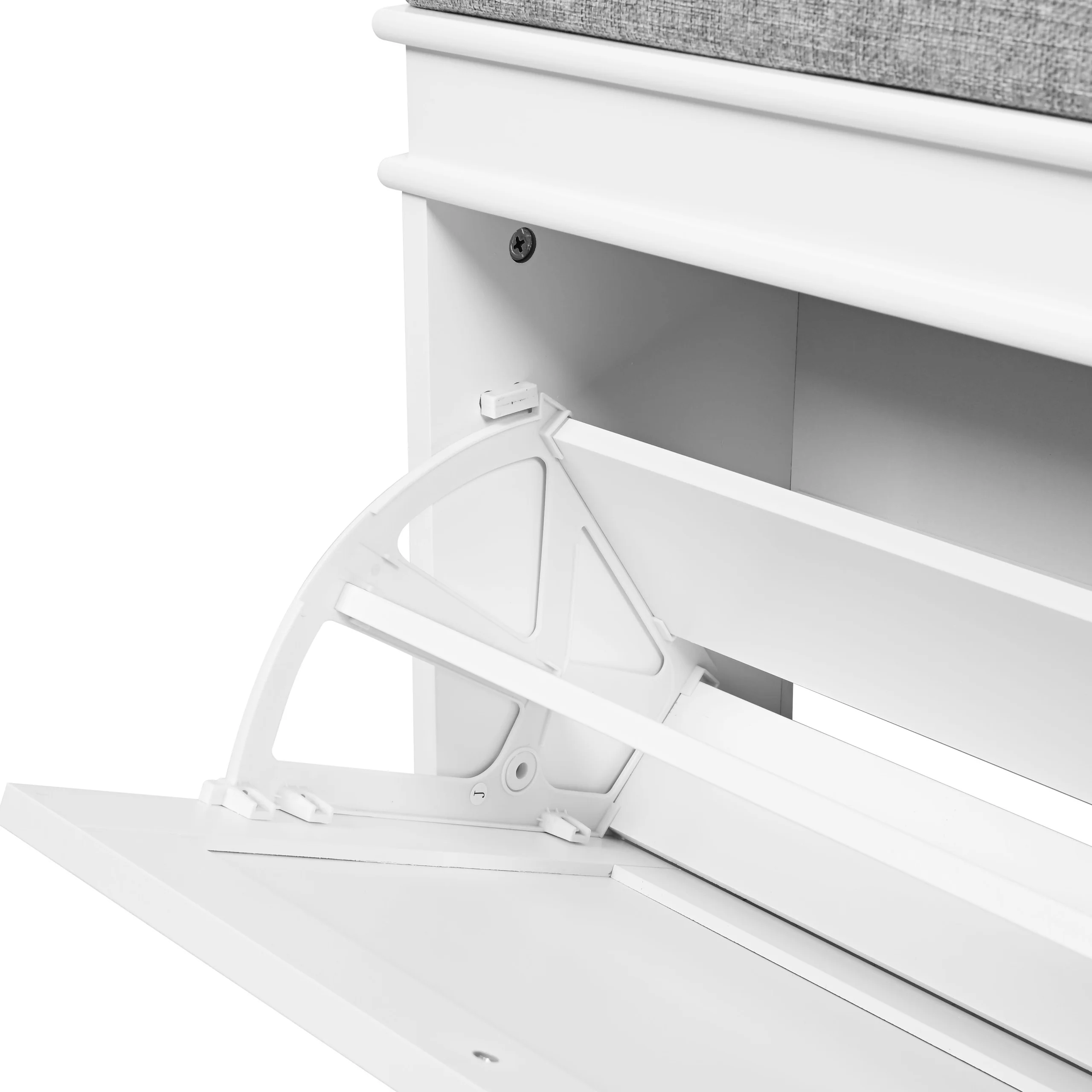 Schuhschrank / Sitzbank Estha 11 104x24x47,5 cm 2 Schuhklappen weiß/ grau hjh LIVING - Image 6