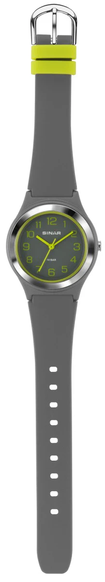SINAR Jugenduhr Armbanduhr Analog Quarz Jungen Silikonband XB-48-1 grau gelb - Image 2