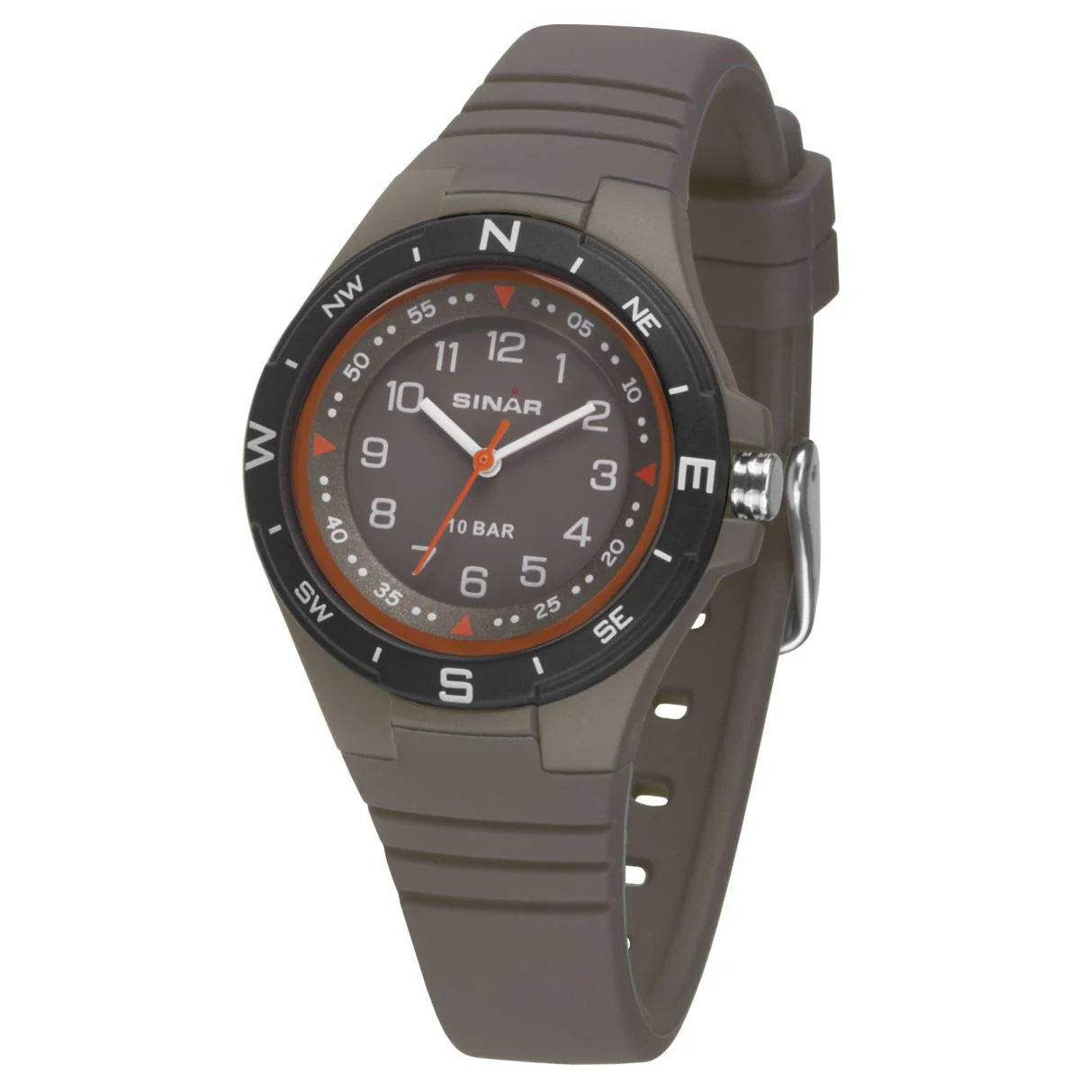 SINAR Jugenduhr Armbanduhr Analog Quarz Unisex Silikonband XB-23-5 Anthrazit