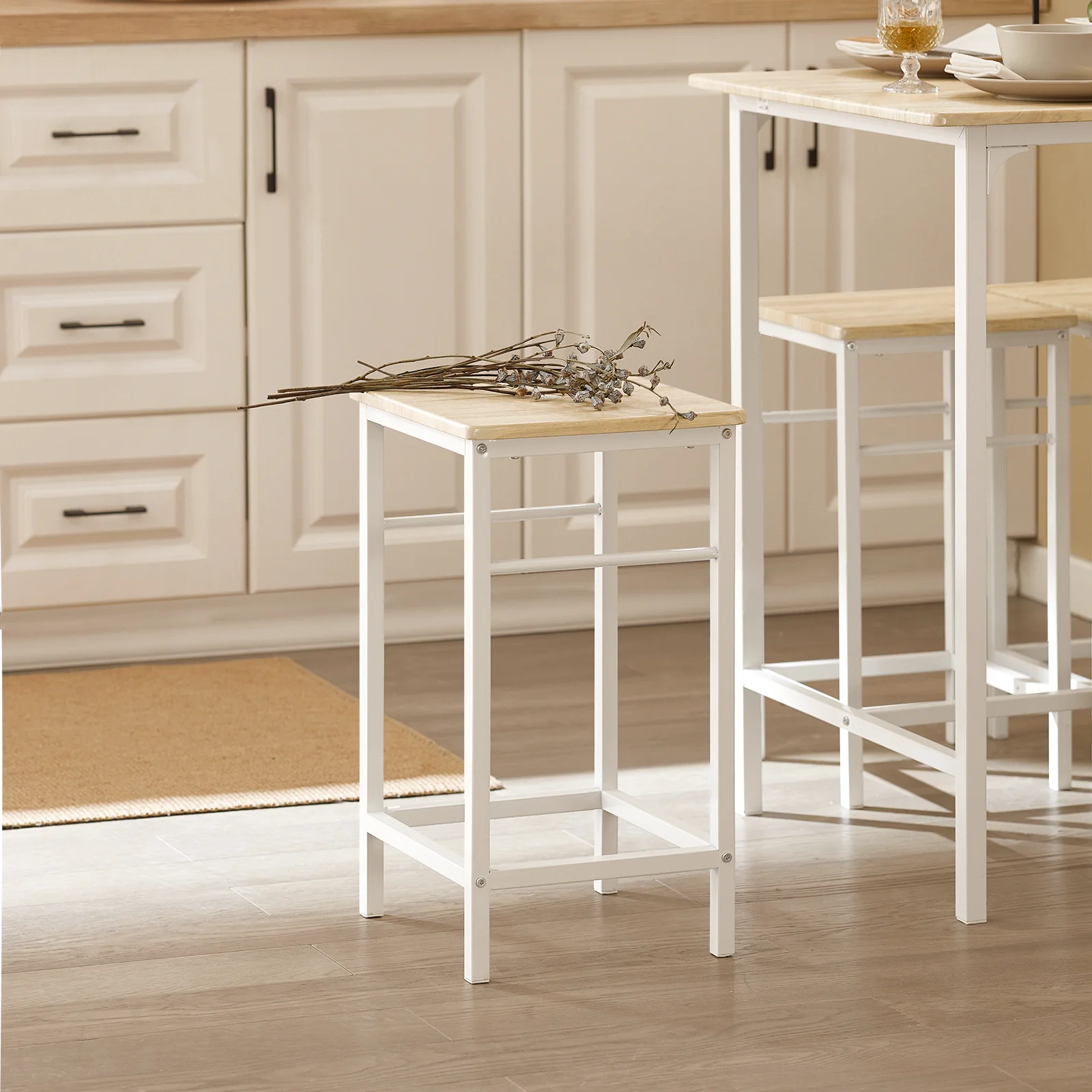 SoBuy Bartisch-Set mit 4 Stühlen, platzsparend für kleine Räume in Weiß - Image 10