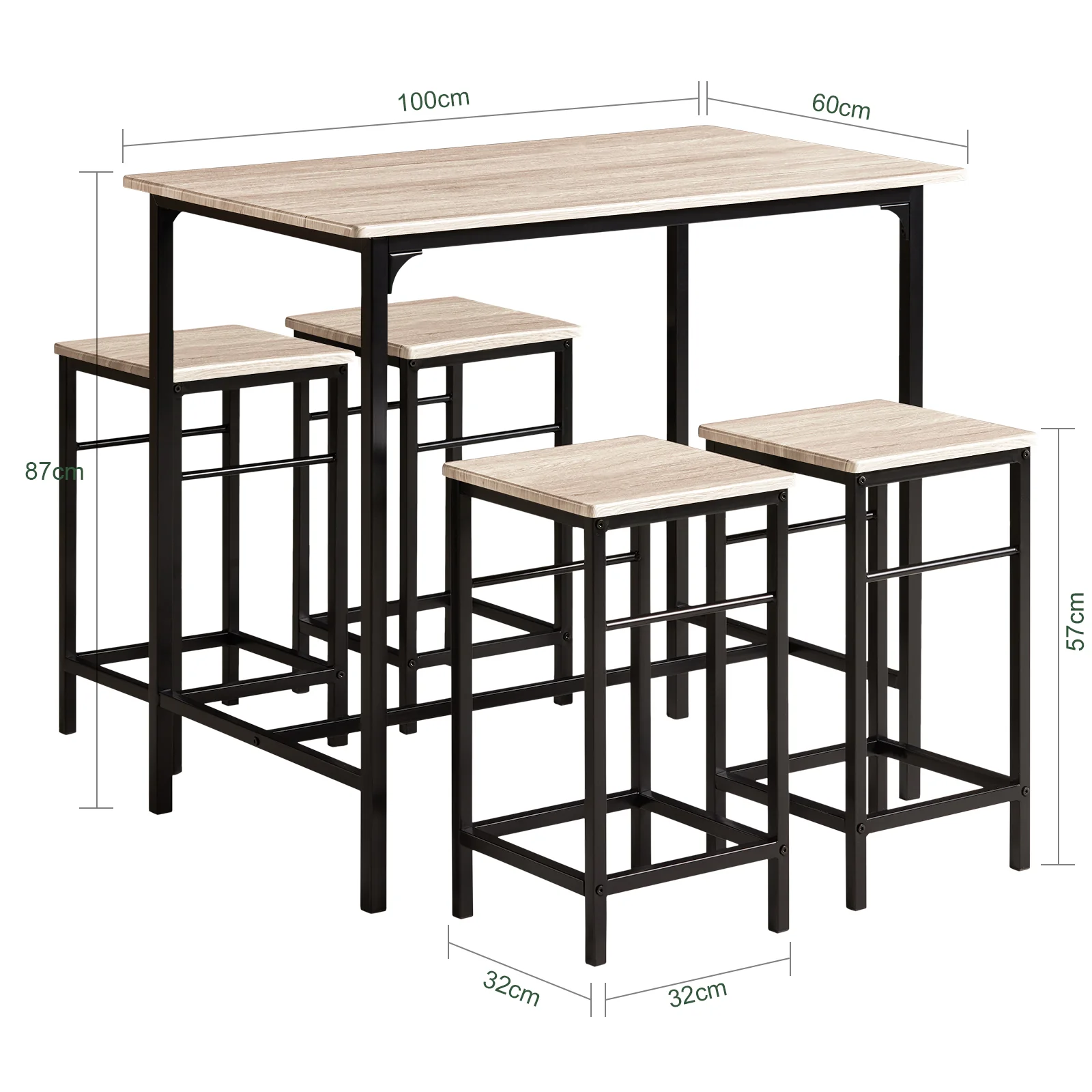 SoBuy Bartisch-Set mit 4 Stühlen, platzsparend für kleine Räume in Weiß - Image 30