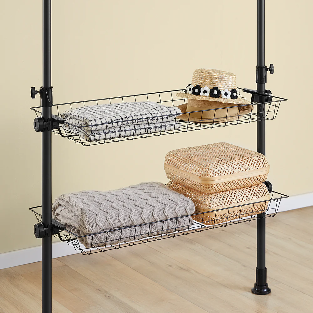 SoBuy Garderobenständer mit 2 Ablagen Schwarz 62x75x200cm Industriell KLS04-II-SCH - Image 11