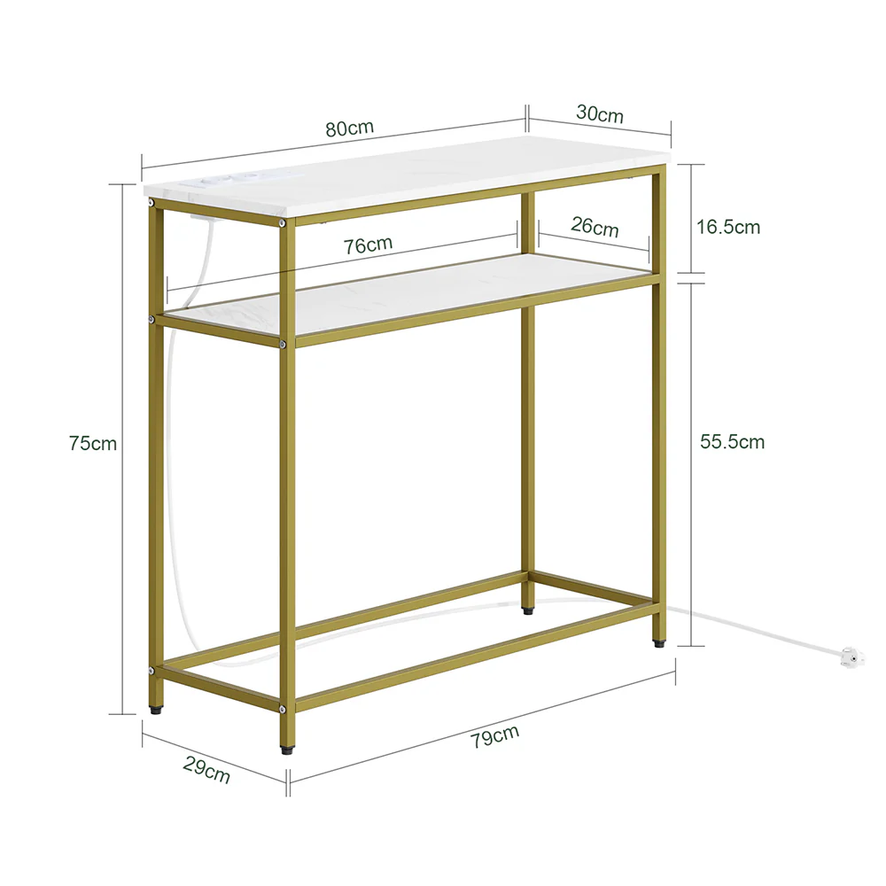 SoBuy Konsolentisch Flur mit Ladestation Gold 80×30×75cm Modern FSB106-E-G - Image 6