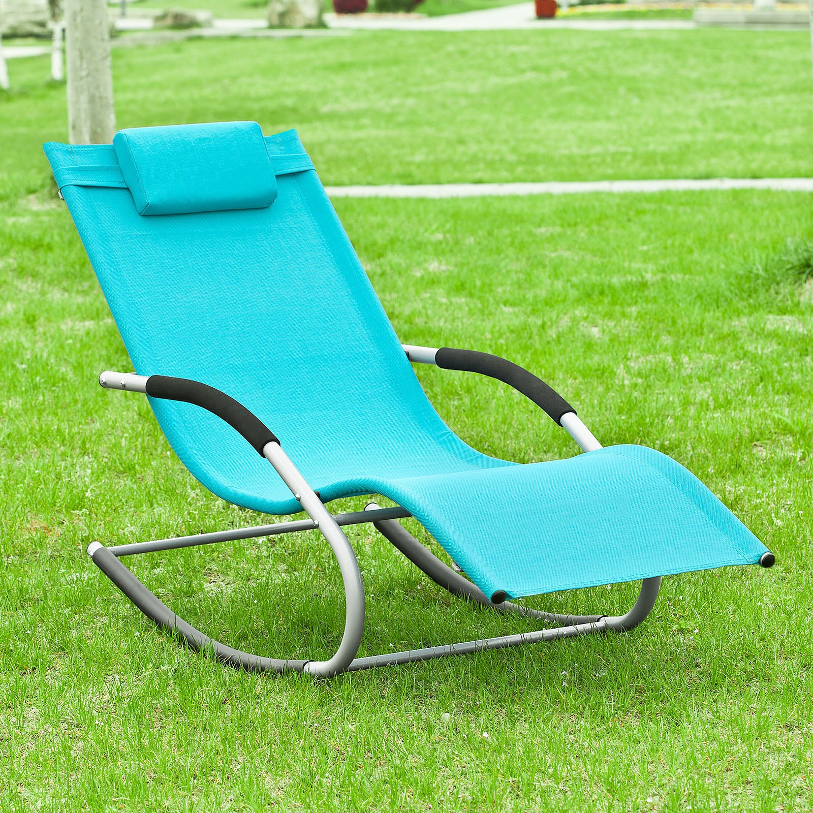 SoBuy Schaukelstuhl-Gartenset für 2 Personen Hellgrün OGS28-GRx2 - Image 135