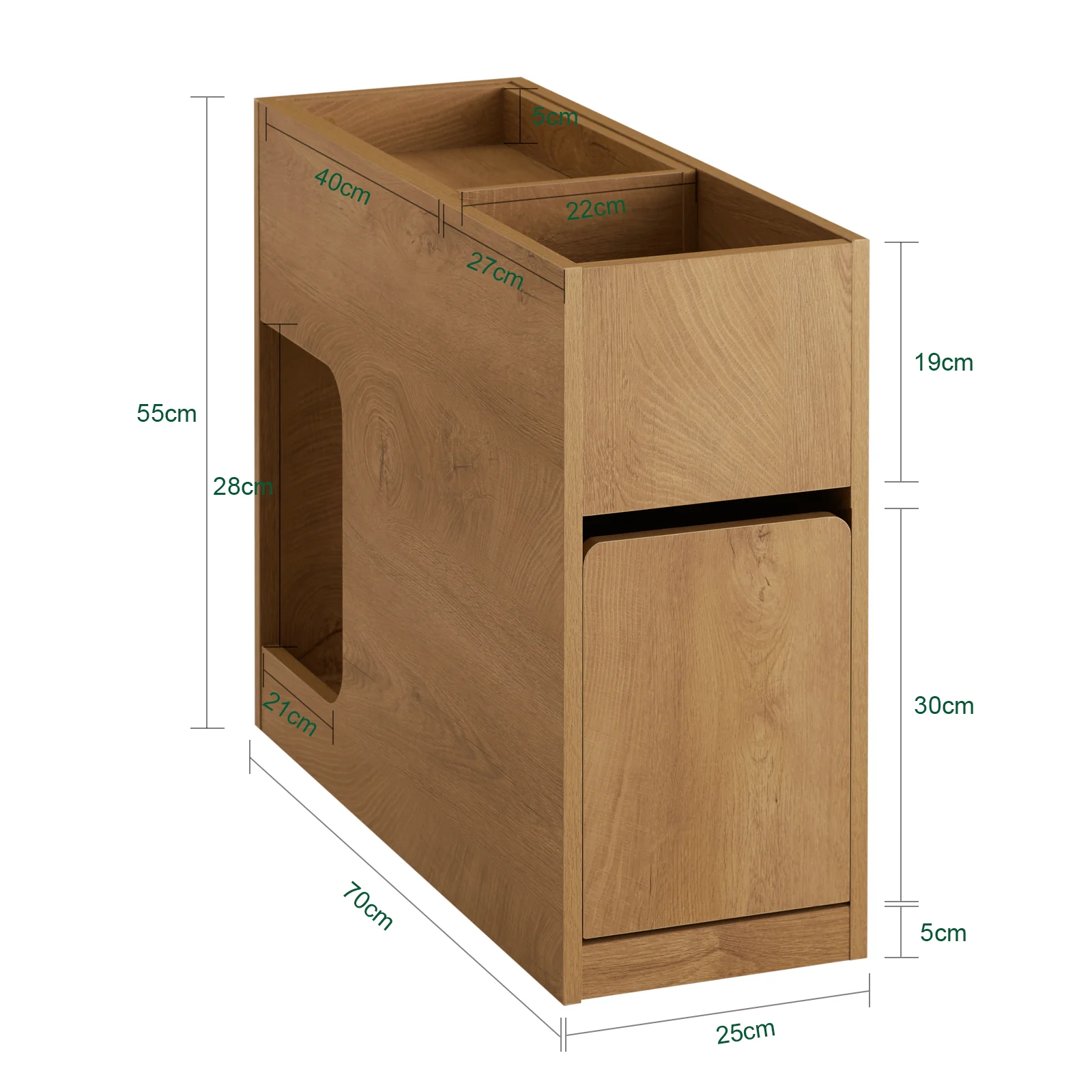 SoBuy schmaler Beistelltisch mit abnehmbarem Tablett und Schublade in Natur - Image 6