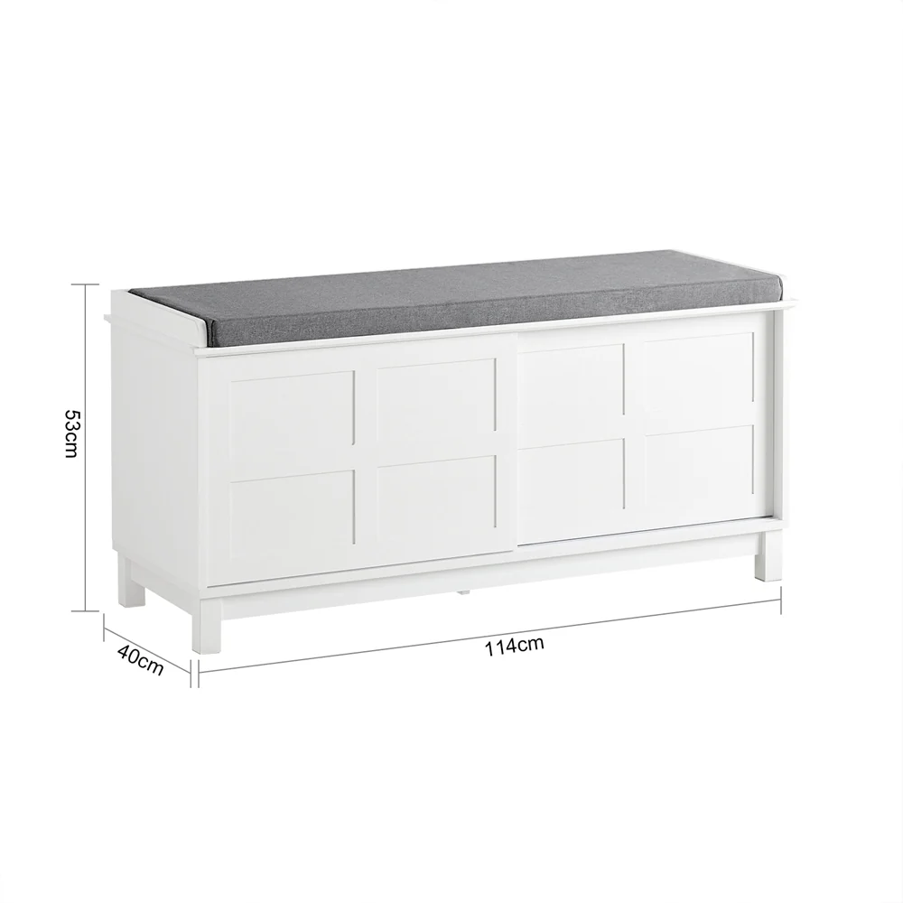 SoBuy Schuhbank mit Sitzfunktion Weiß 114x40x53 cm Nordic FSR86-W - Image 6