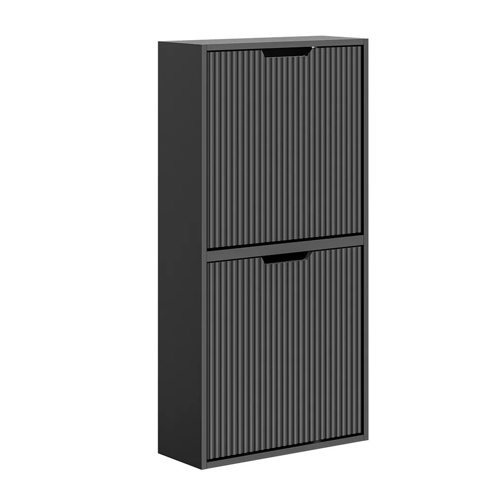 SoBuy Schuhschrank Klapptüren Schwarz 50x19x100cm Modern FSR204-SCH