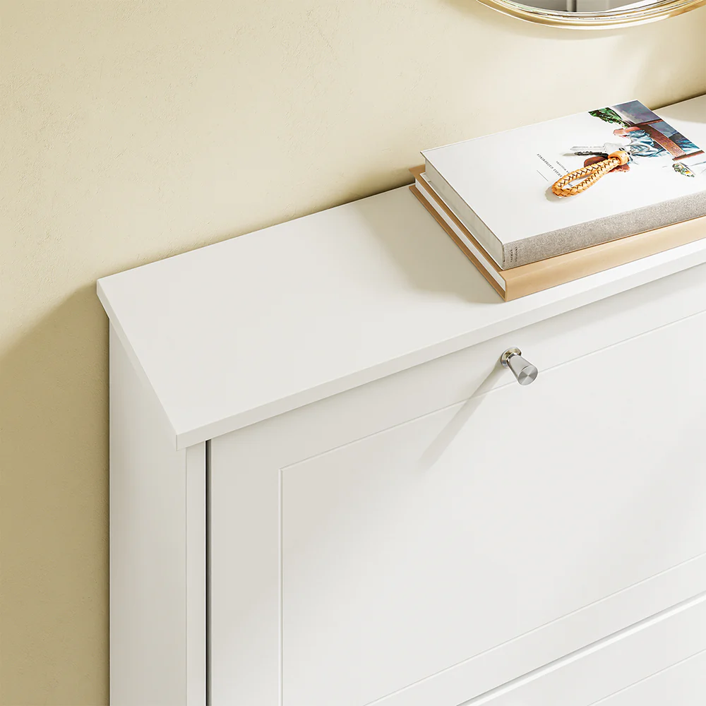SoBuy Schuhschrank mit Klapptüren Aufbewahrung Weiß 105x48x78cm Modern FSR216-W - Image 11