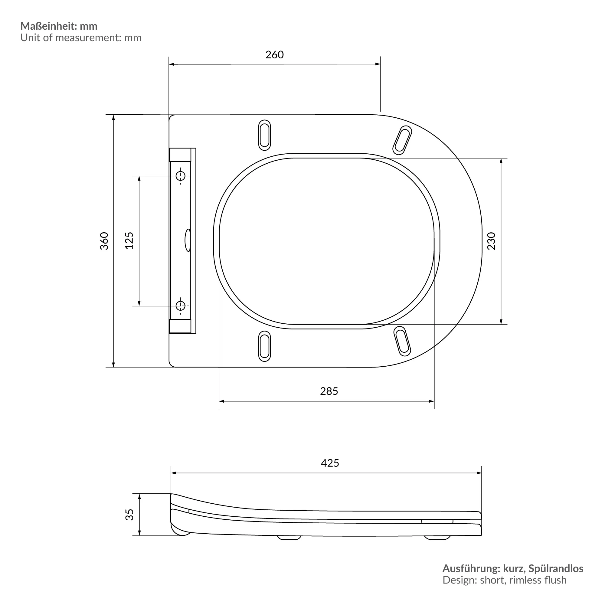 Spülrandloses Hänge WC mit kurze Ausladung 49 cm, Weiß - Image 2