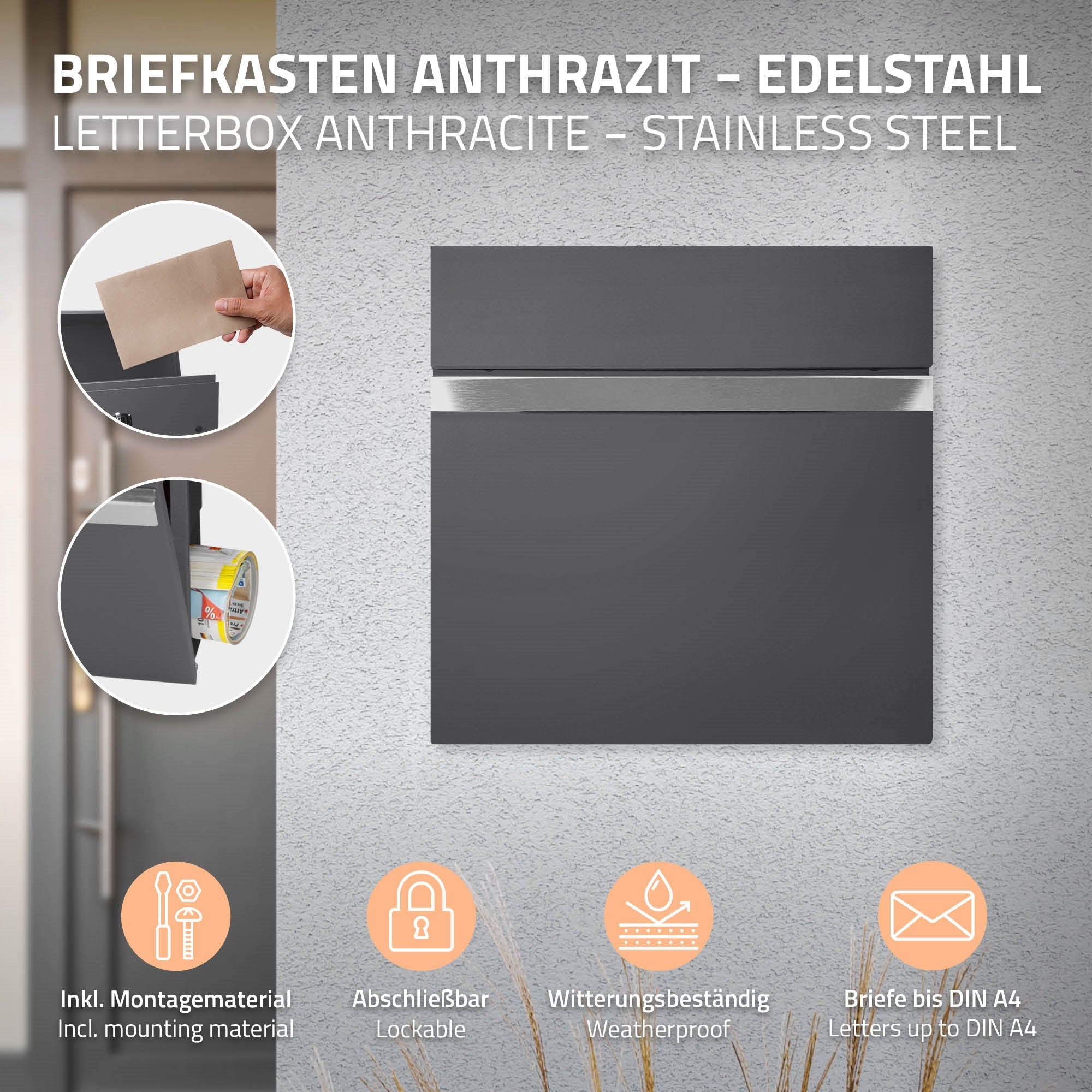 Standbriefkasten mit Zeitungsfach, Briefkasten mit Pfosten, Standfuß freistehend - Image 4