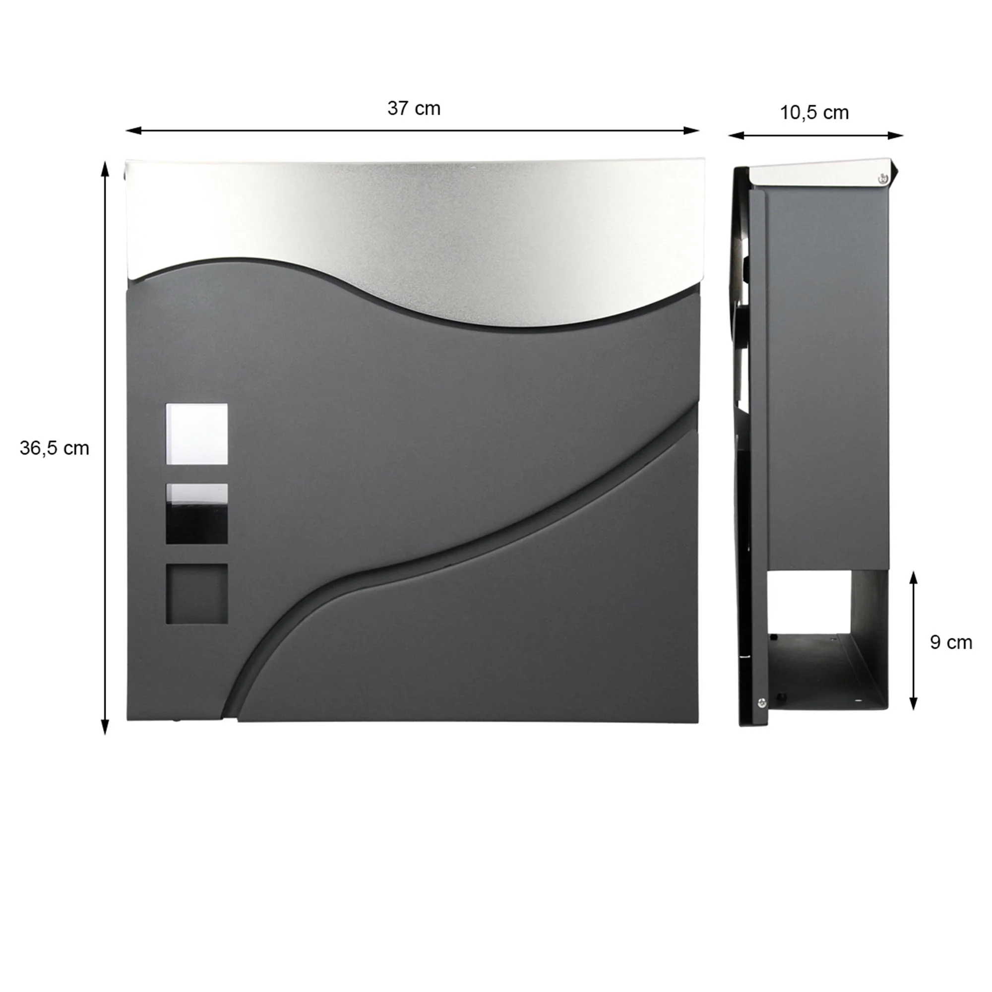 Standriefkasten mit Zeitungsfach 37x10,5x36,5 cm Anthrazit/Silber aus Edelstahl - Image 6