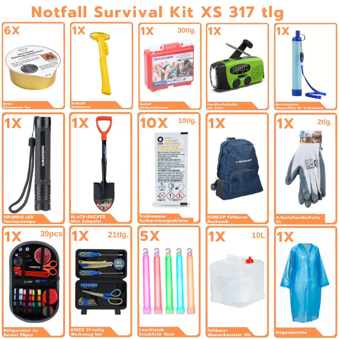Survival Ausrüstung 318tlg M Komplettset Notfallset Rucksack gefüllt Set Notfall - Image 33