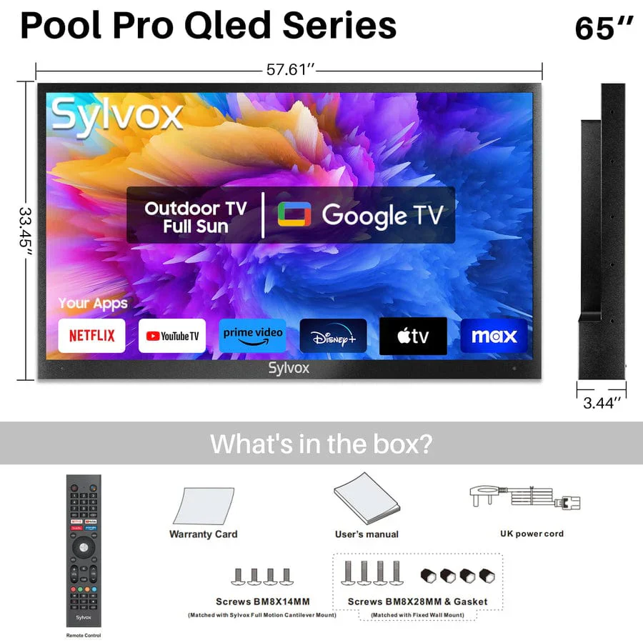 SYLVOX 190 cm / 75” Volle Sonne Outdoor Google QLED TV - Image 18