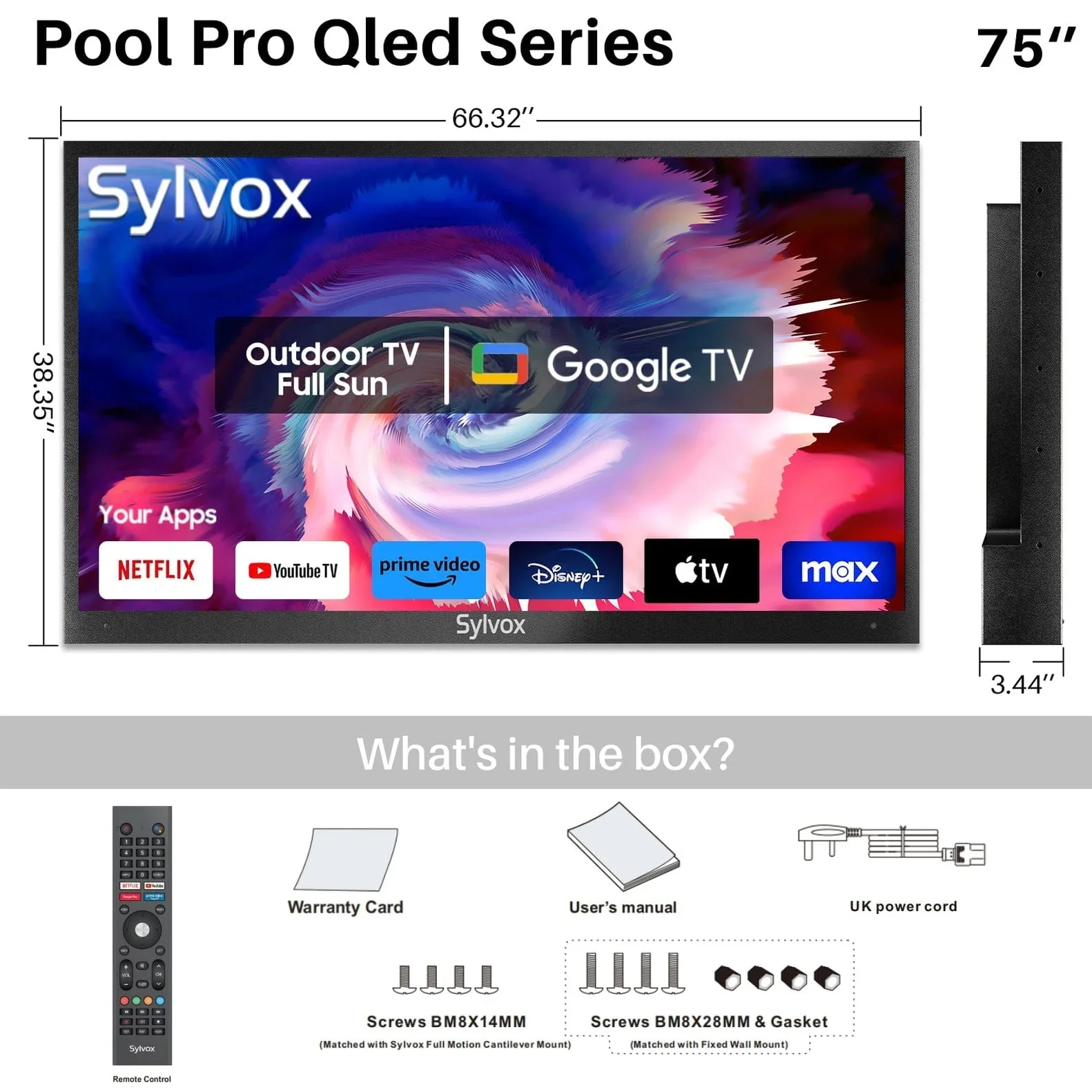 SYLVOX 190 cm / 75” Volle Sonne Outdoor Google QLED TV - Image 7