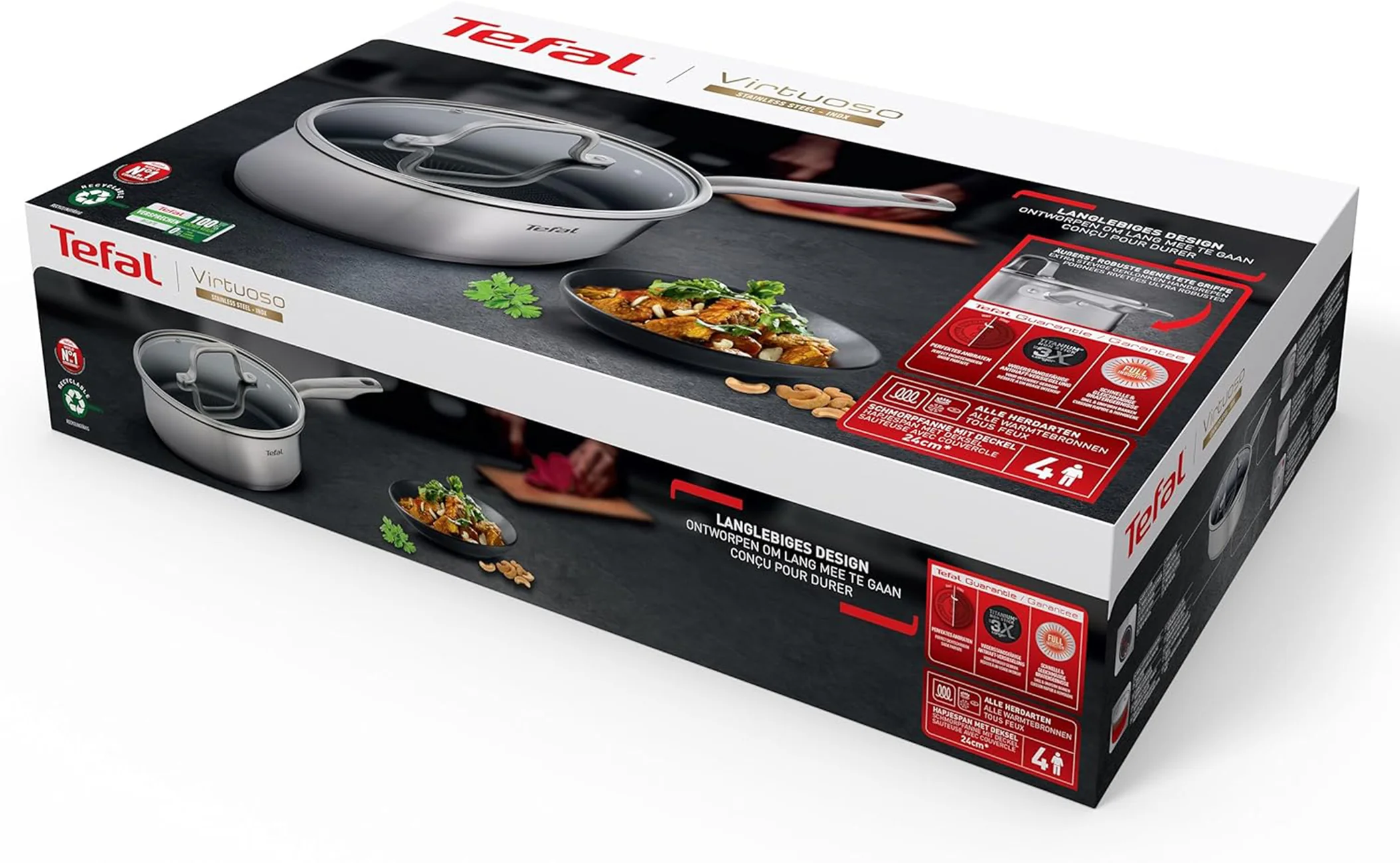 Tefal E49132 Virtuoso  Edelstahl, Schmorpfanne, 24 cm, Induktionsgeeignet - Image 5