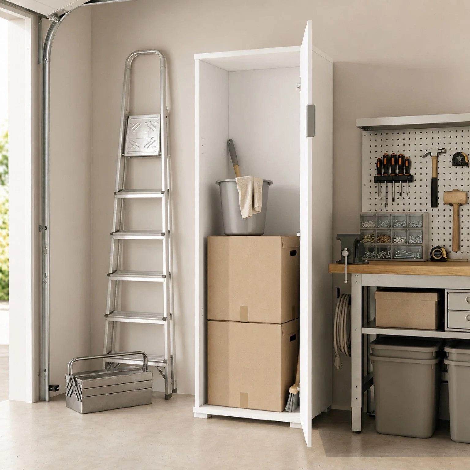 The White Stone Besenschrank platzsparend weiß vormontiert - Image 6
