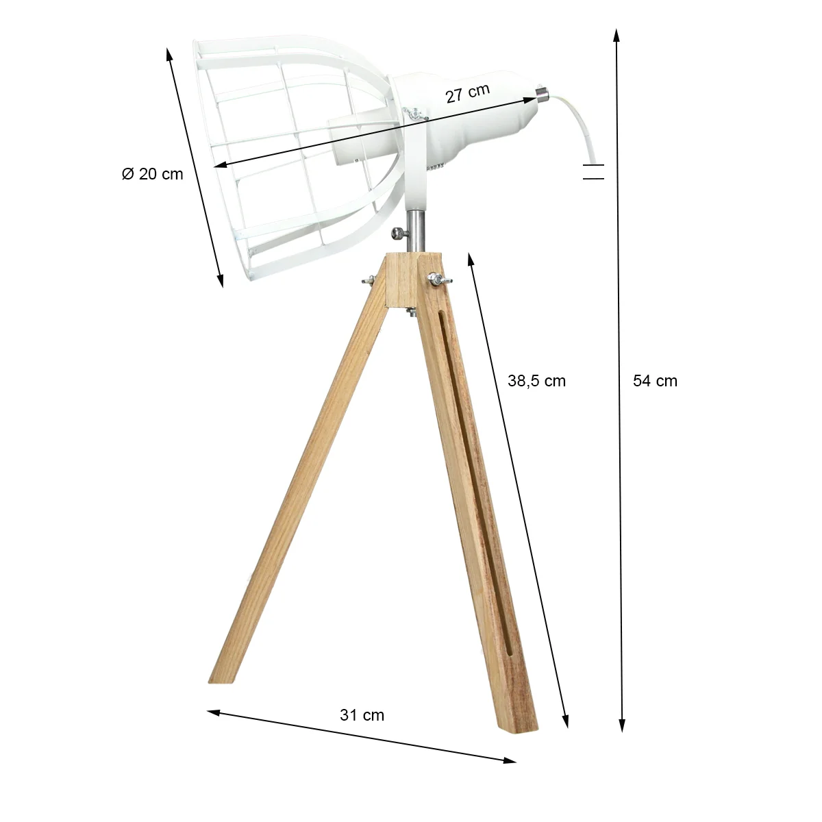 Tischlampe Ø 20 cm E27 Fassung Weiß aus Metall - Image 5