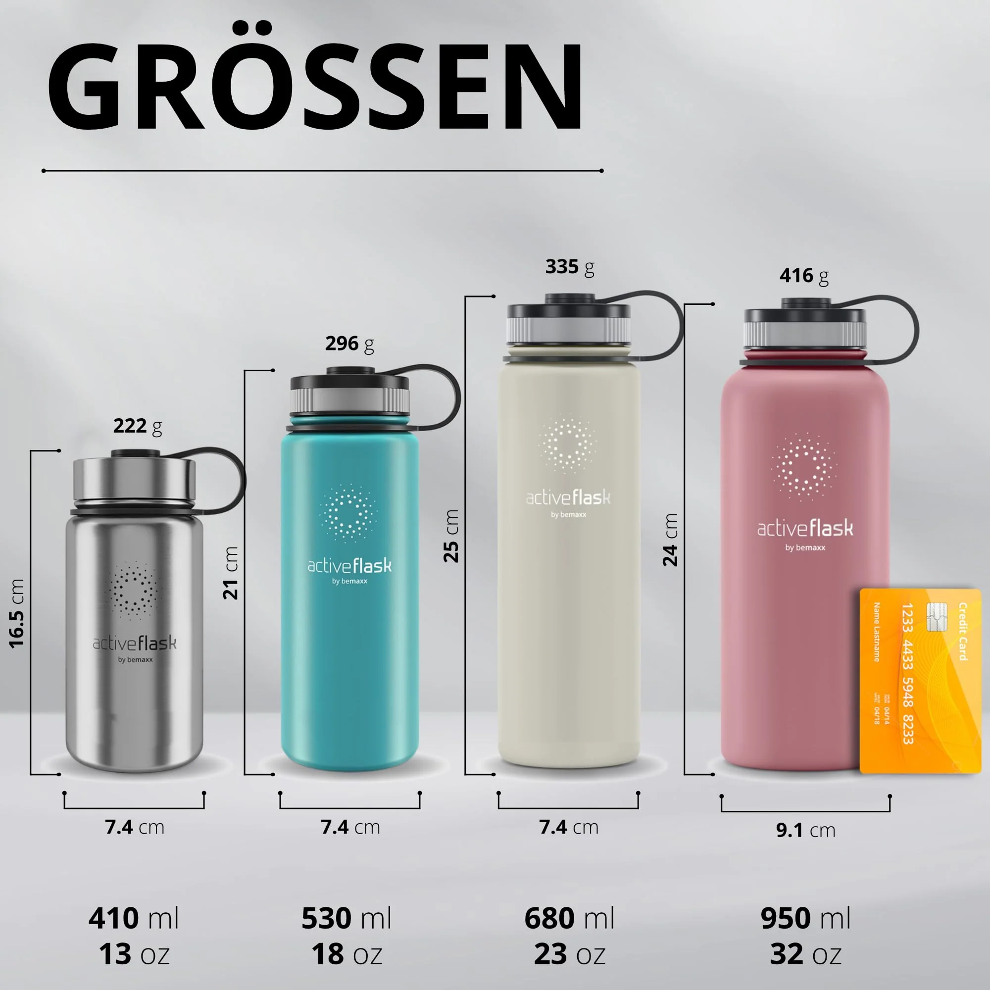 Trinkflasche Edelstahl ACTIVE FLASK + Strohhalm (3 Deckel) BPA-frei, Auslaufsicher, - Image 5
