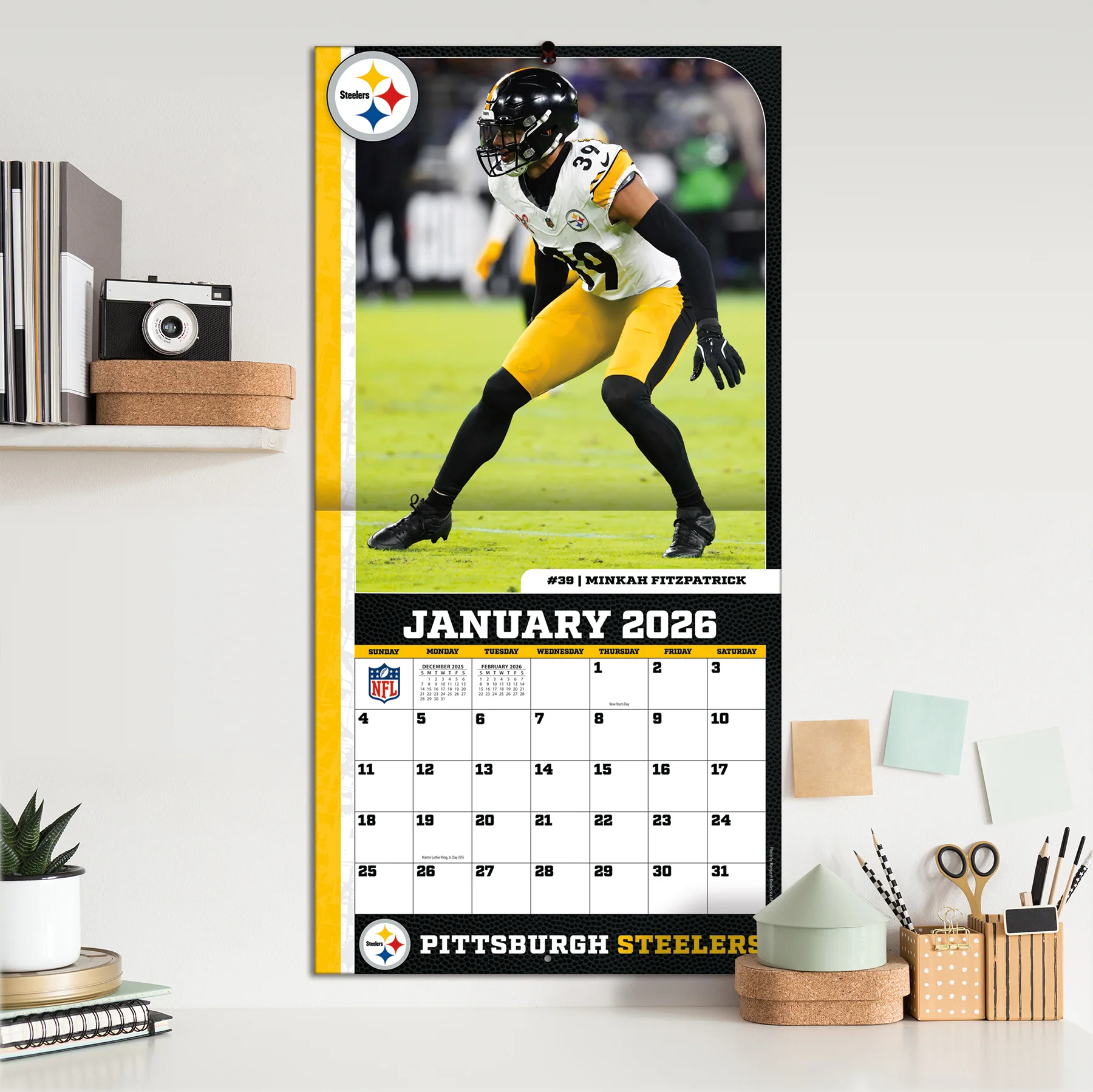 Turner Pittsburgh Steelers NFL 30,5 x 30,5 cm Team Wandkalender 2026 - Image 5