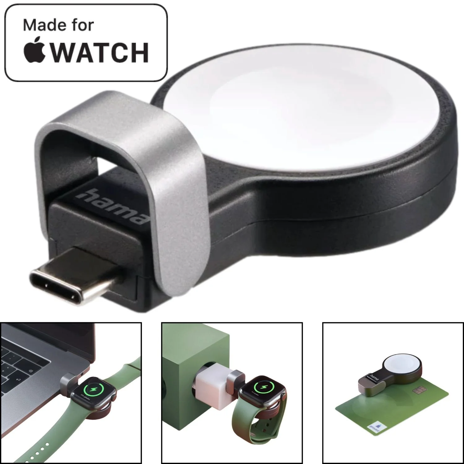USB-C Ladegerät Schwarz für Apple Watch Serie