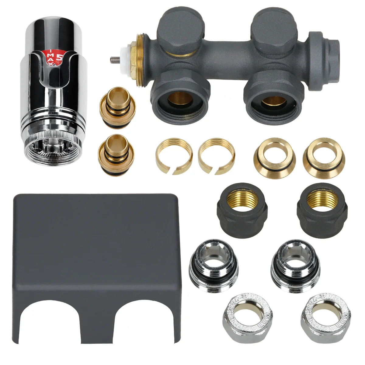 Ventil-Armaturen Set Anthrazit Universal für Eck- und Durchgangsform - Image 4