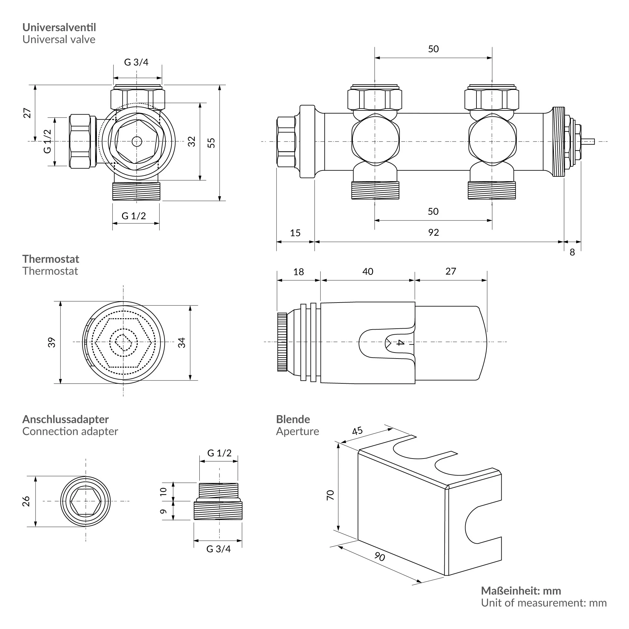Ventil-Armaturen Set Anthrazit Universal für Eck- und Durchgangsform - Image 7
