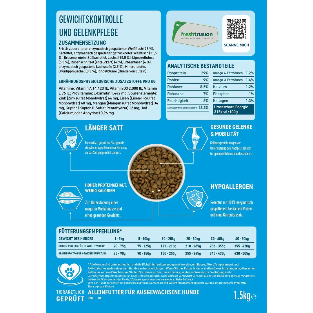 VetLine Trockenfutter mit Peptiden für Hunde - Gewichtskontrolle und Gelenkpflege - Image 8