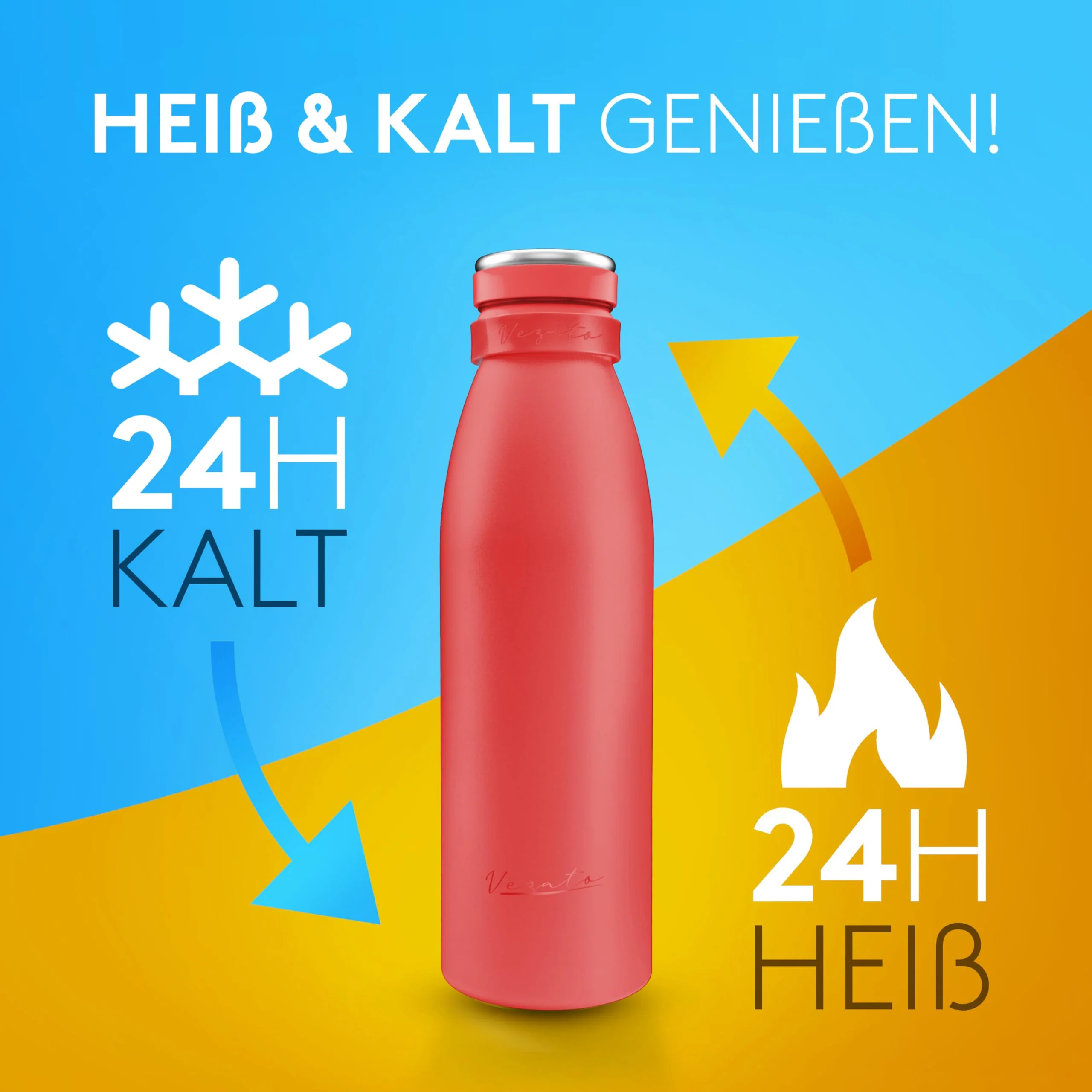 Vezato Trinkflasche Edelstahl - BPA-freie Isolierflasche 750 ml - Auslaufsichere - Image 3