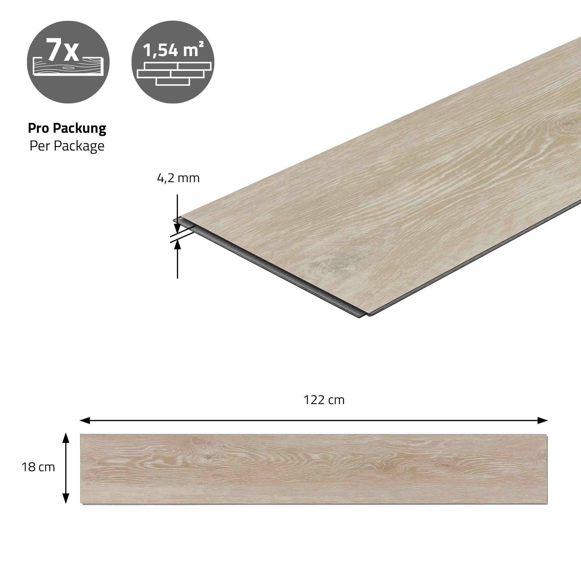 Vinylboden Click 122cm x 18cm x 4,2mm, Braun, Holzoptik, rutschfest, wasserfest, Belastungsklasse 34 - Image 103