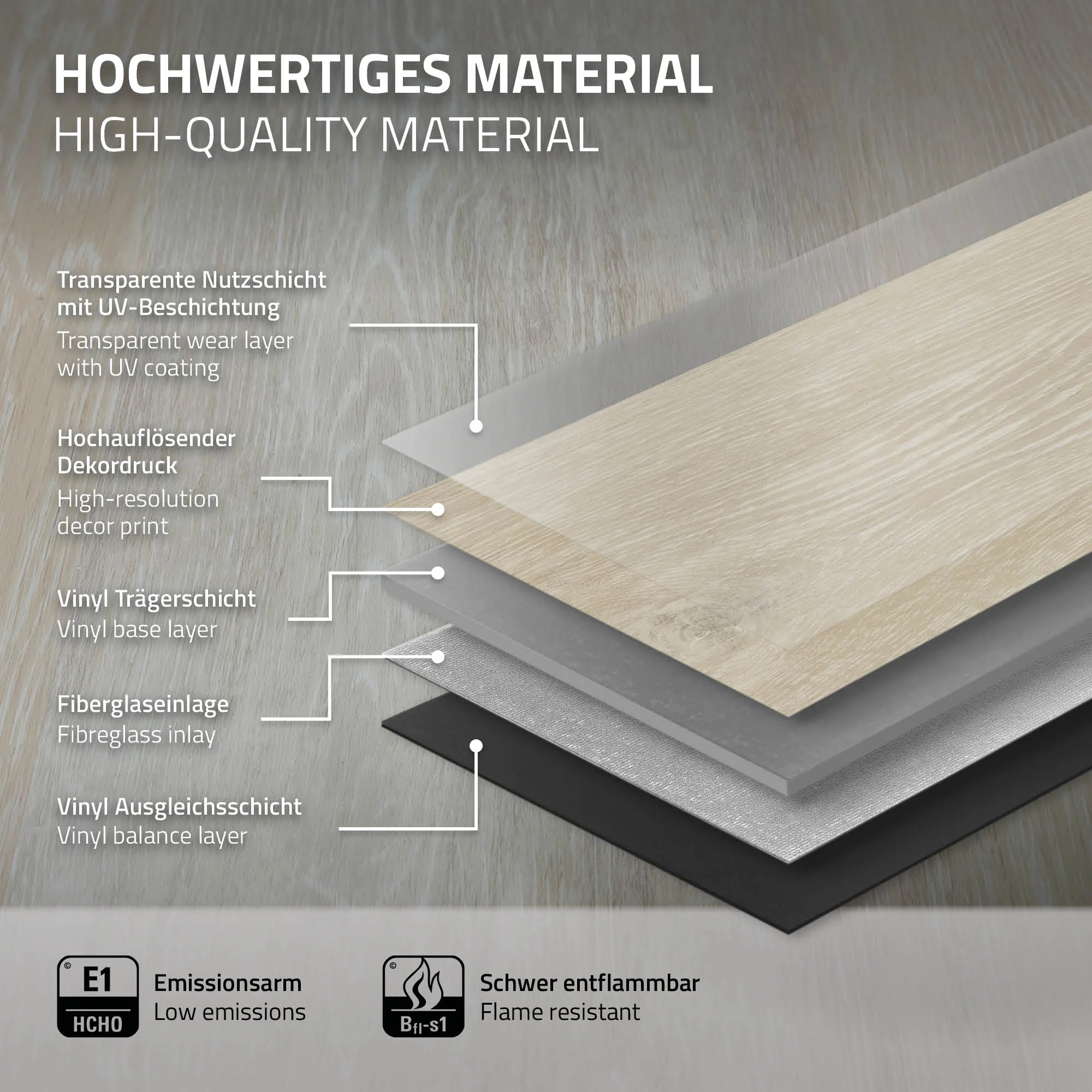 Vinylboden Click 122cm x 18cm x 4,2mm, Braun, Holzoptik, rutschfest, wasserfest, Belastungsklasse 34 - Image 111