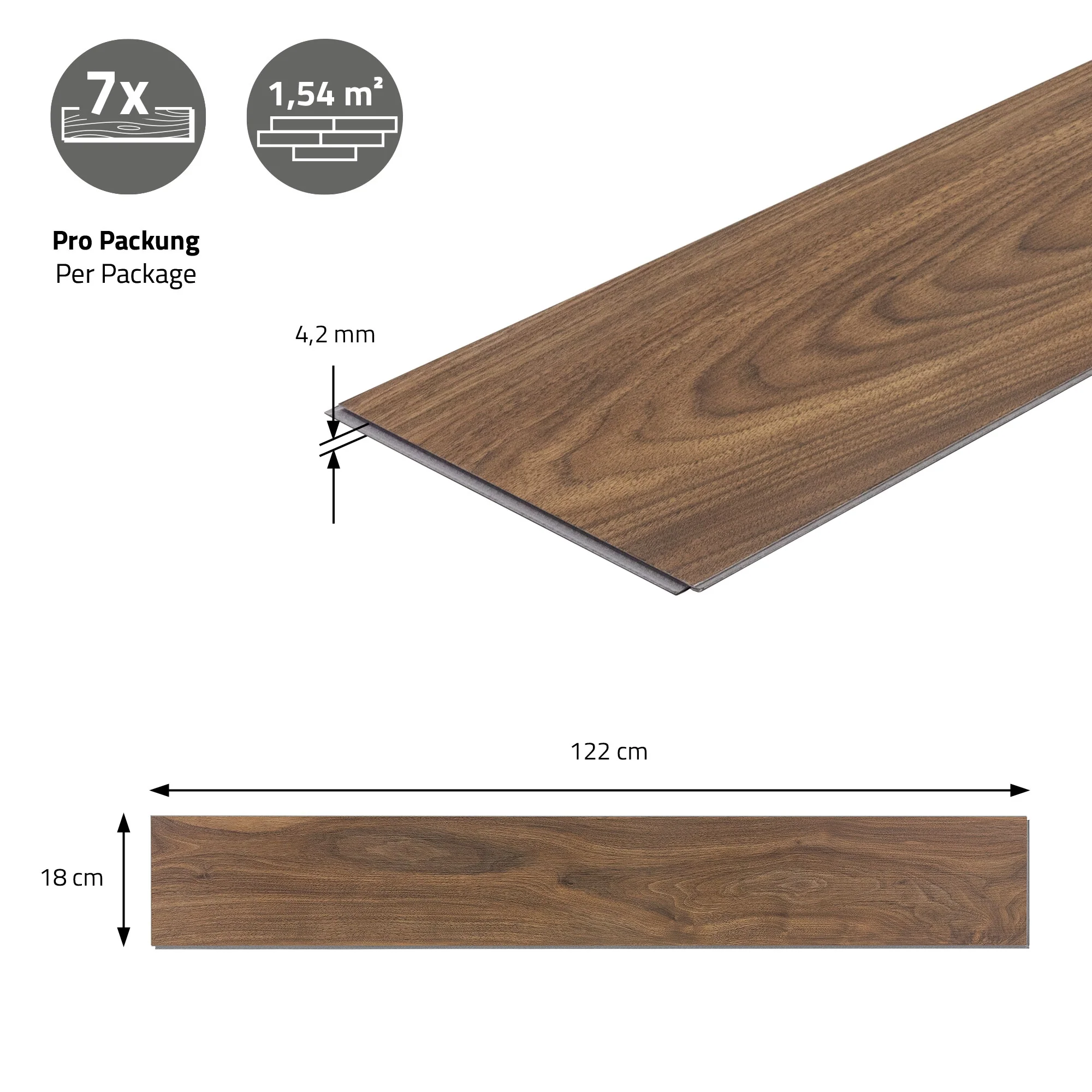 Vinylboden Click 122cm x 18cm x 4,2mm, Braun, Holzoptik, rutschfest, wasserfest, Belastungsklasse 34 - Image 119